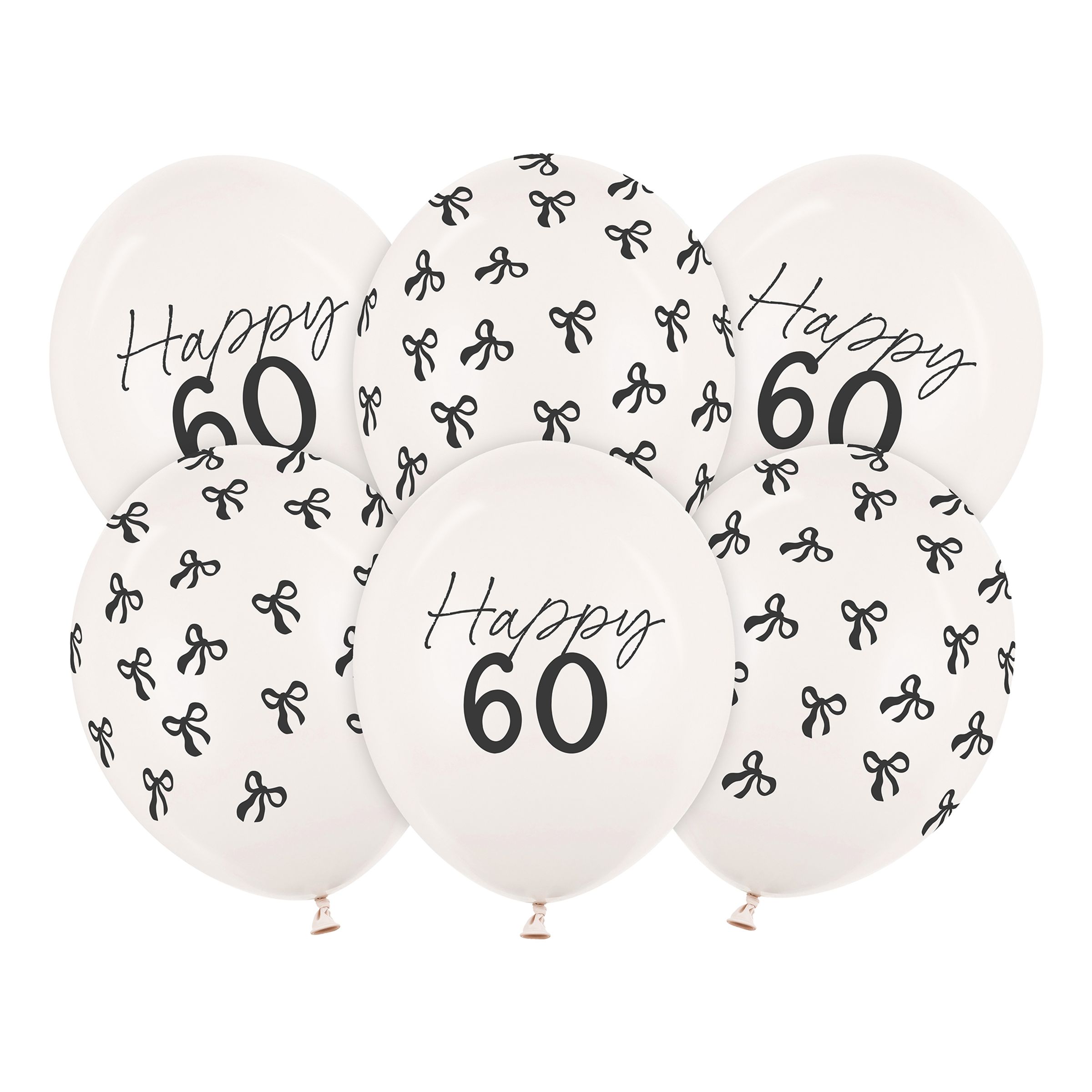 Balloner Happy 60 med Rosetter - 6-pak