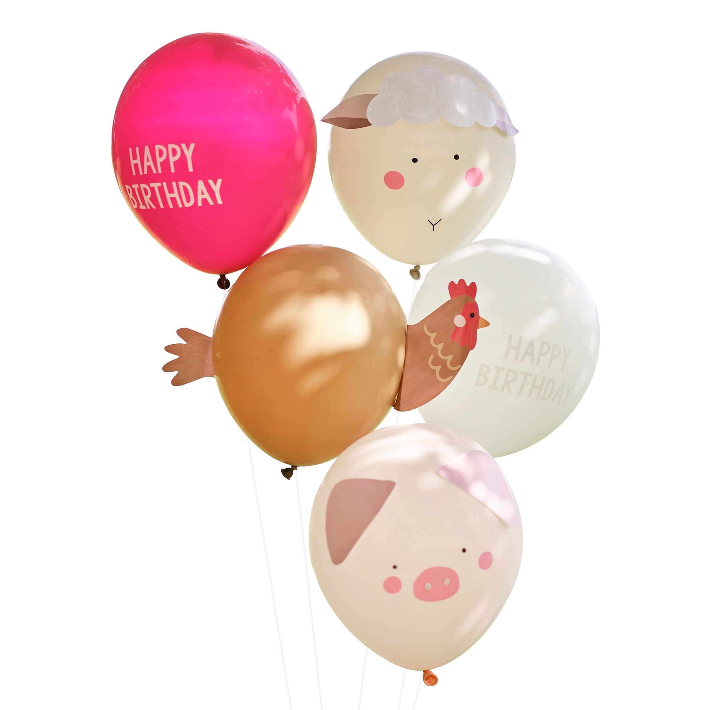 Läs mer om Ballonger Happy Birthday Bondgård - 5-pack