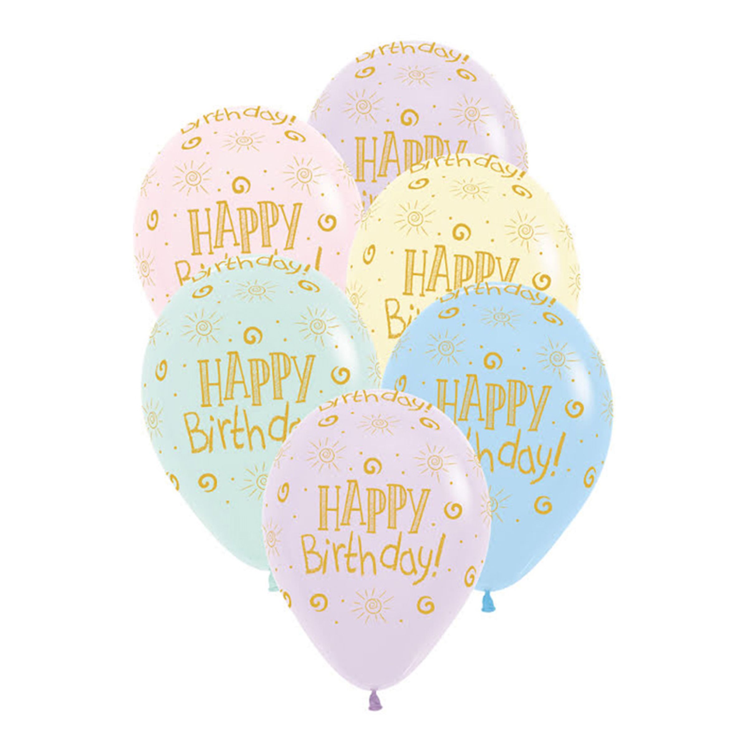 Läs mer om Ballonger Happy Birthday Flerfärgad - 6-pack