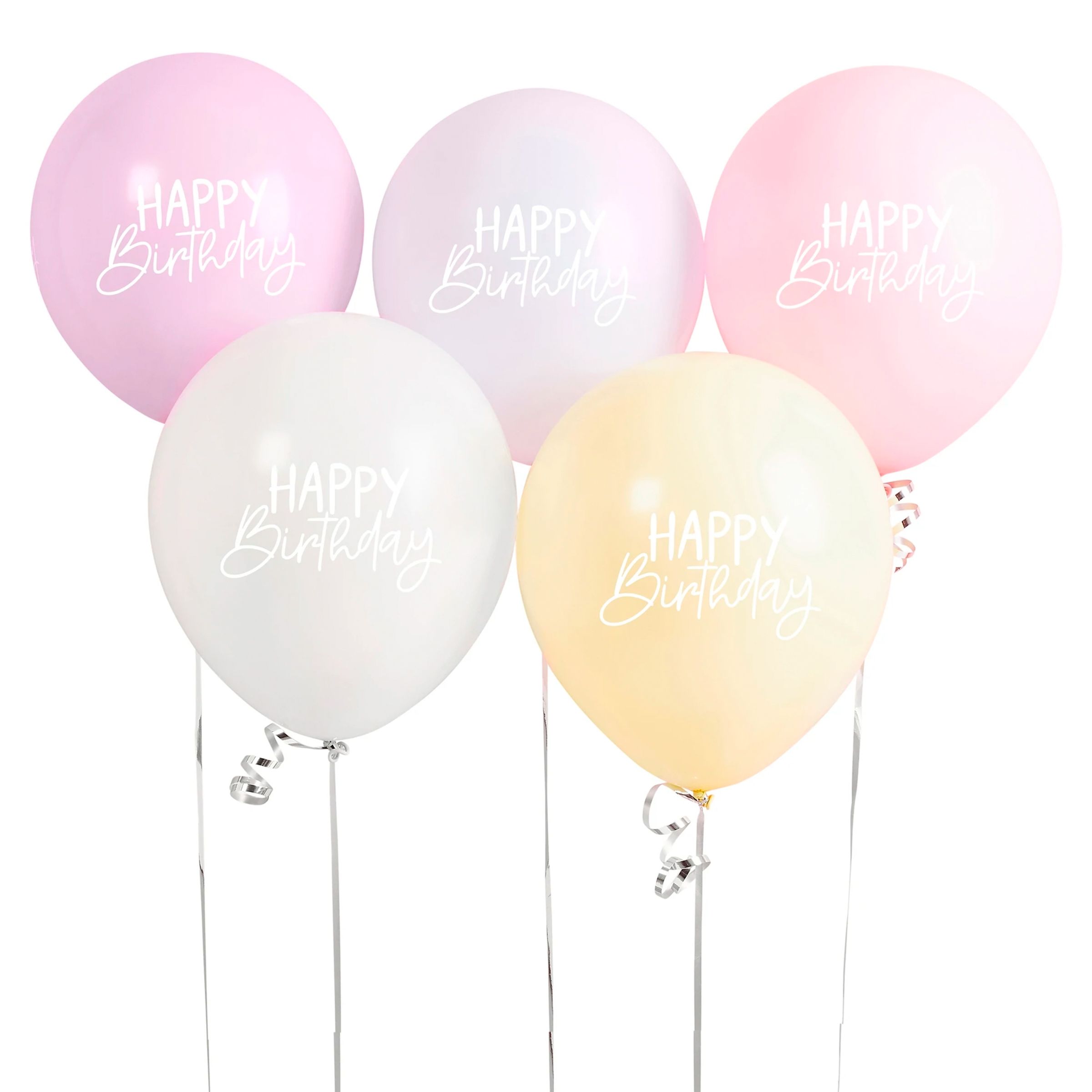 Ballonger Happy Birthday Pastell - 5-pack