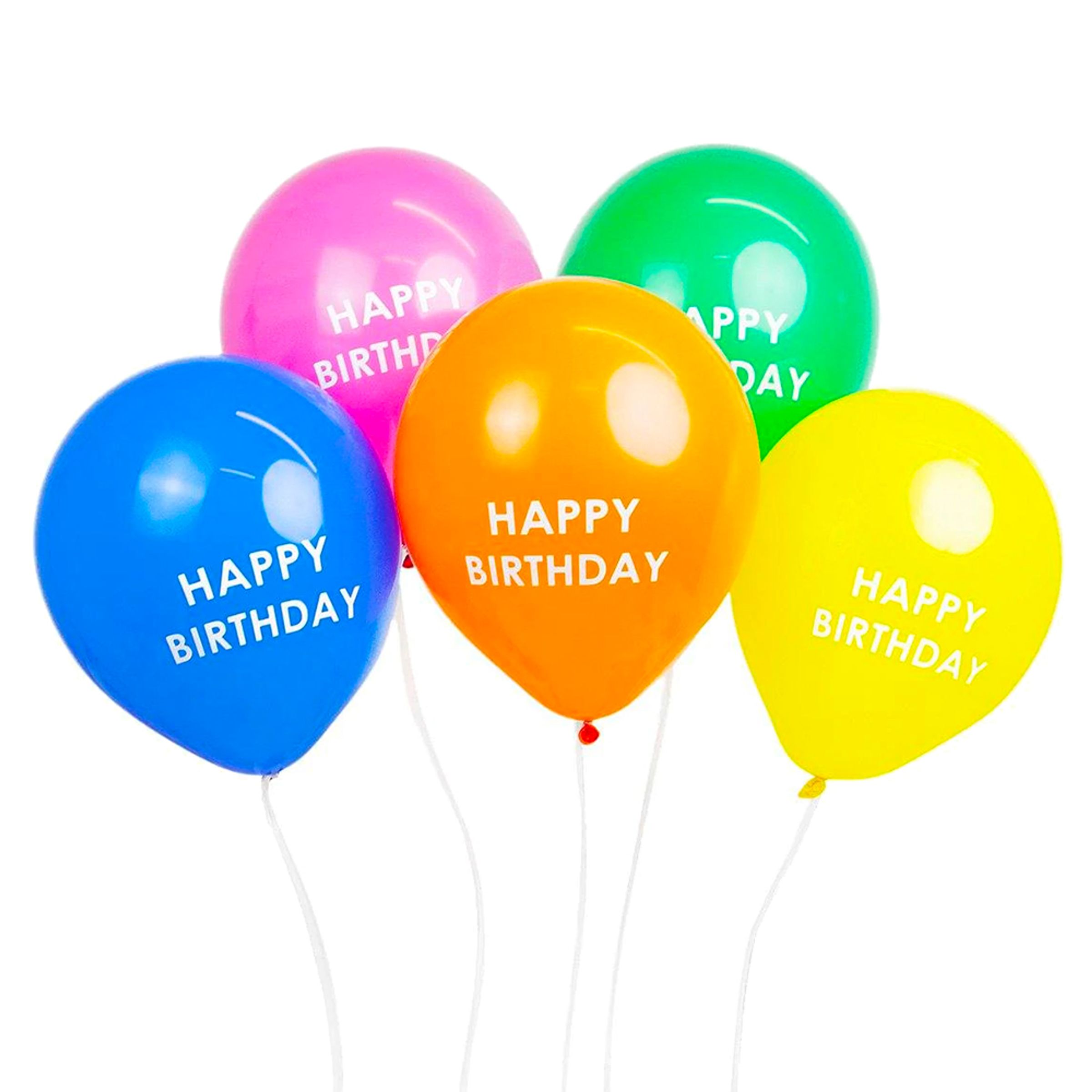 Läs mer om Ballonger Happy Birthday Regnbågsfärgade - 5-pack