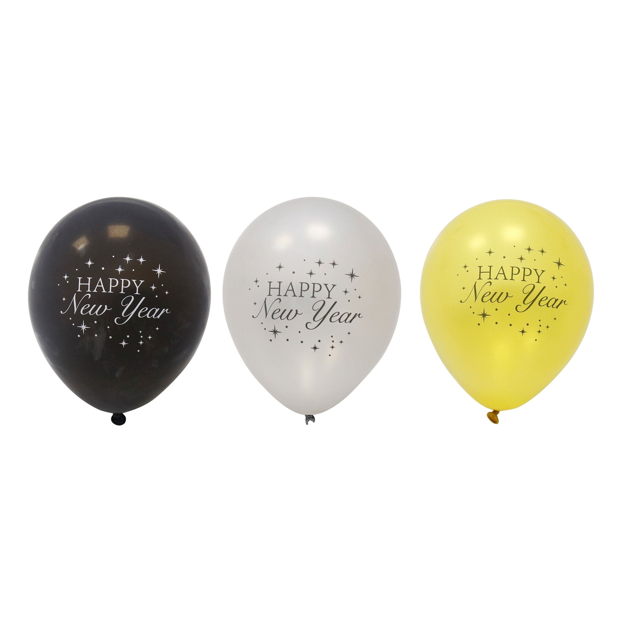 Läs mer om Ballonger Happy New Year Guld/Silver/Svart