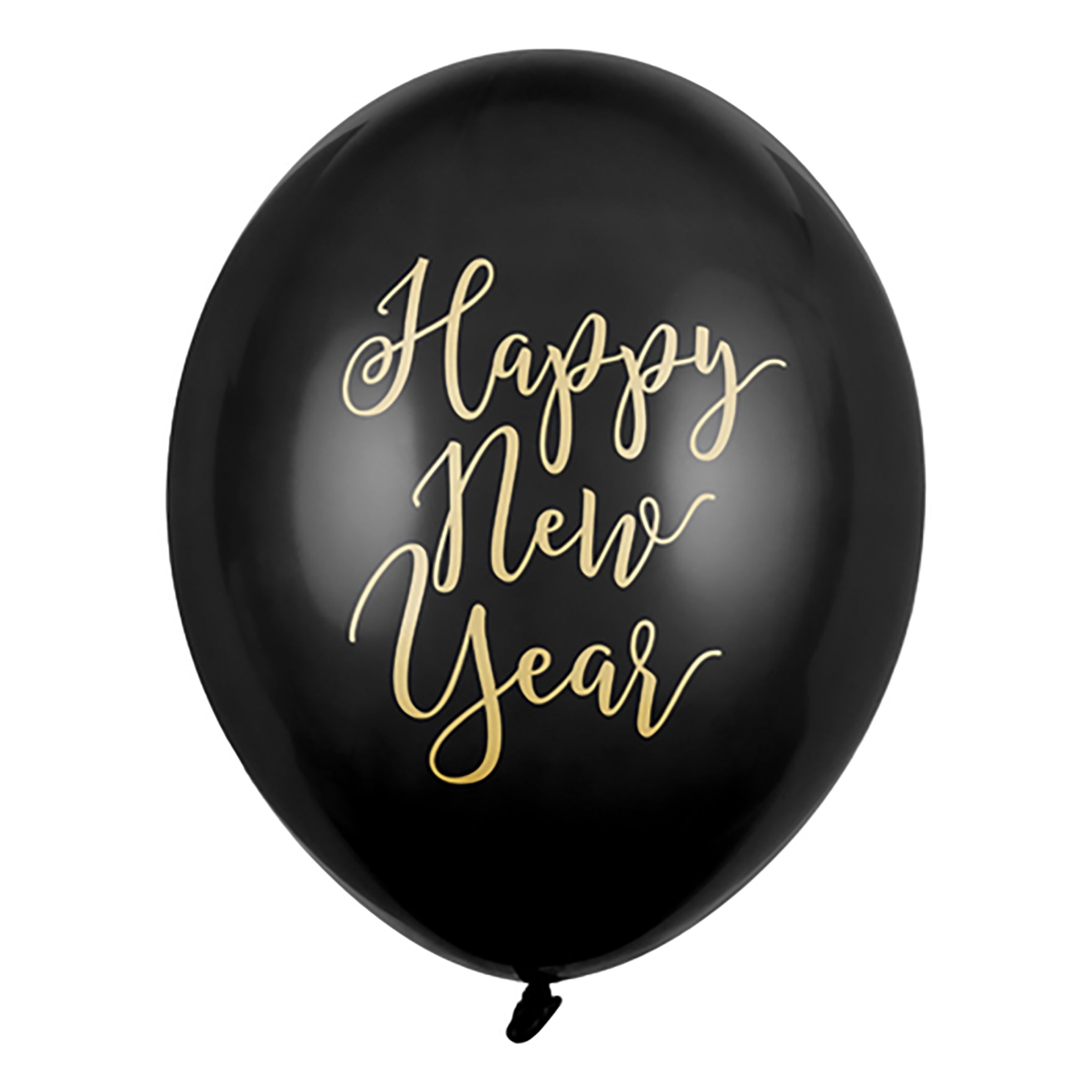 Läs mer om Ballonger Happy New Year Svarta - 6-pack