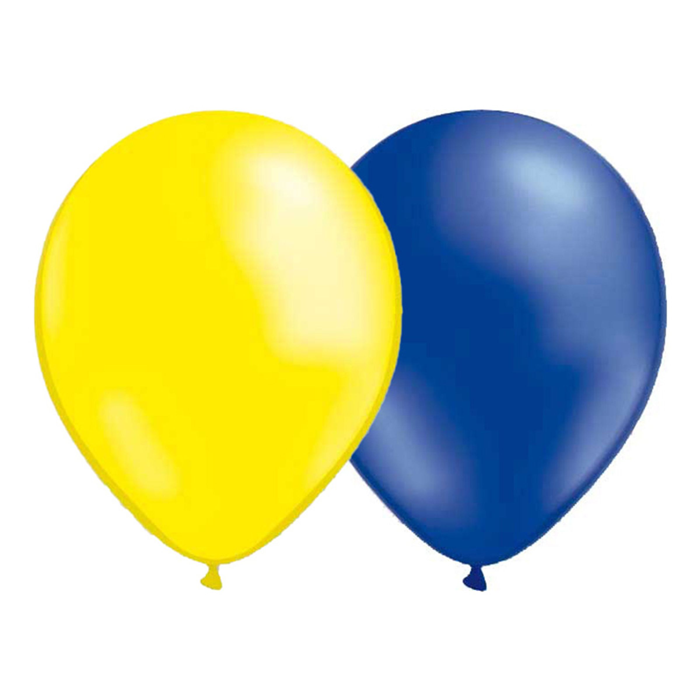 Läs mer om Ballonger Metallic Blå/Gul - 100-pack