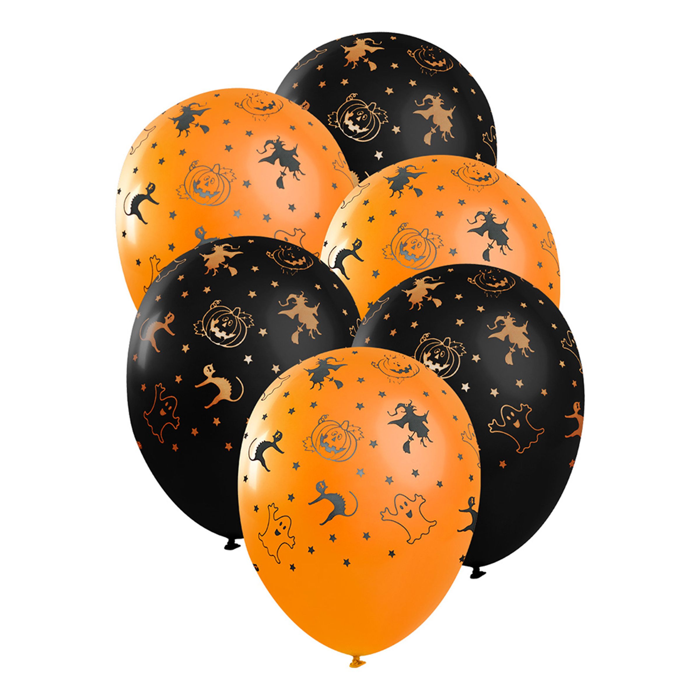 Ballonger Orange/Svart Halloween - 6-pack