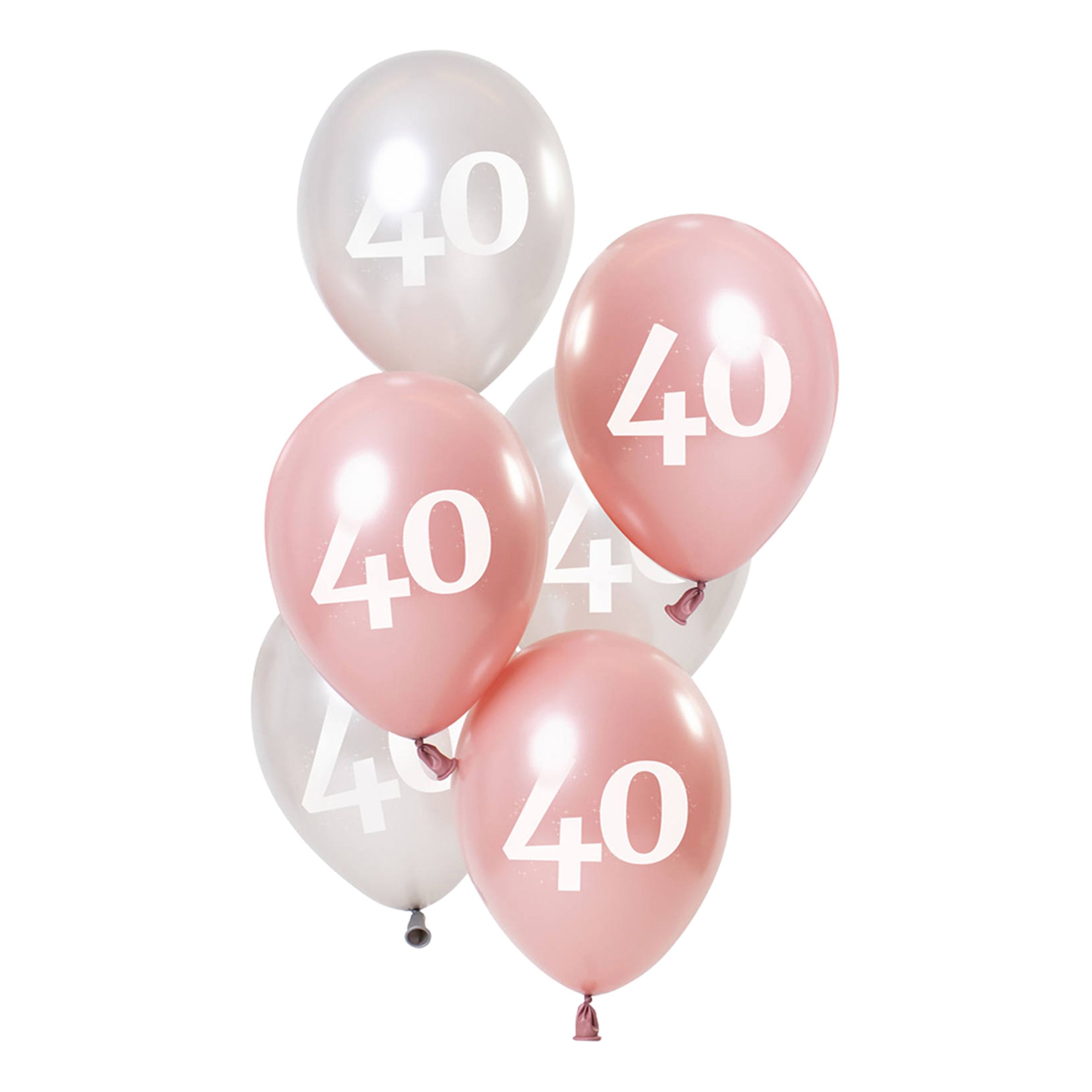 Läs mer om Ballonger Rosa/Vit 40 År - 6-pack