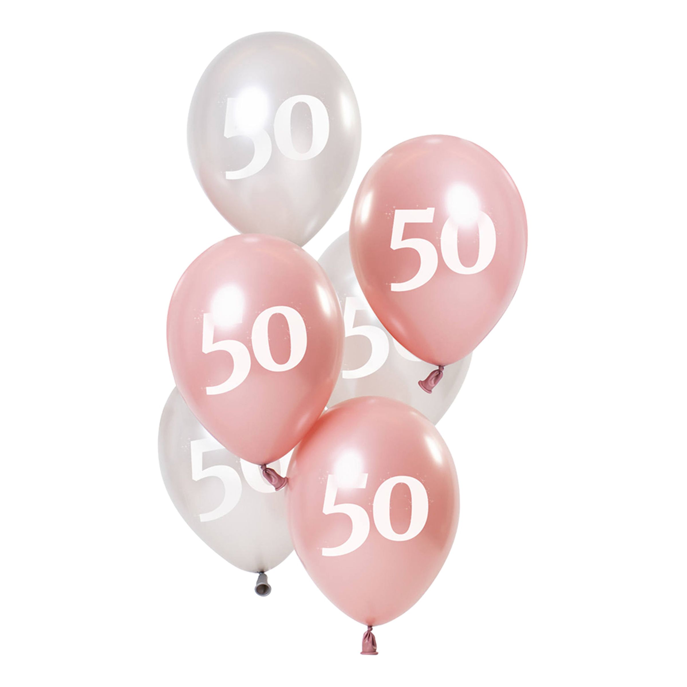 Läs mer om Ballonger Rosa/Vit 50 År - 6-pack