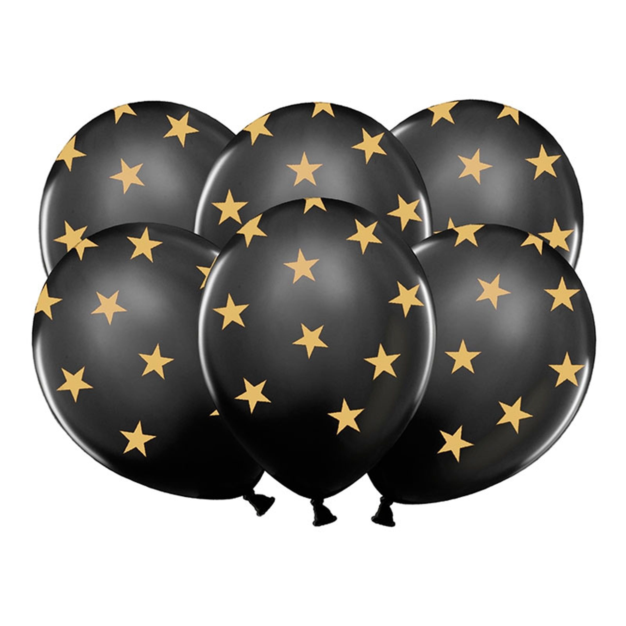 Läs mer om Ballonger Svarta med Stjärnor - 6-pack