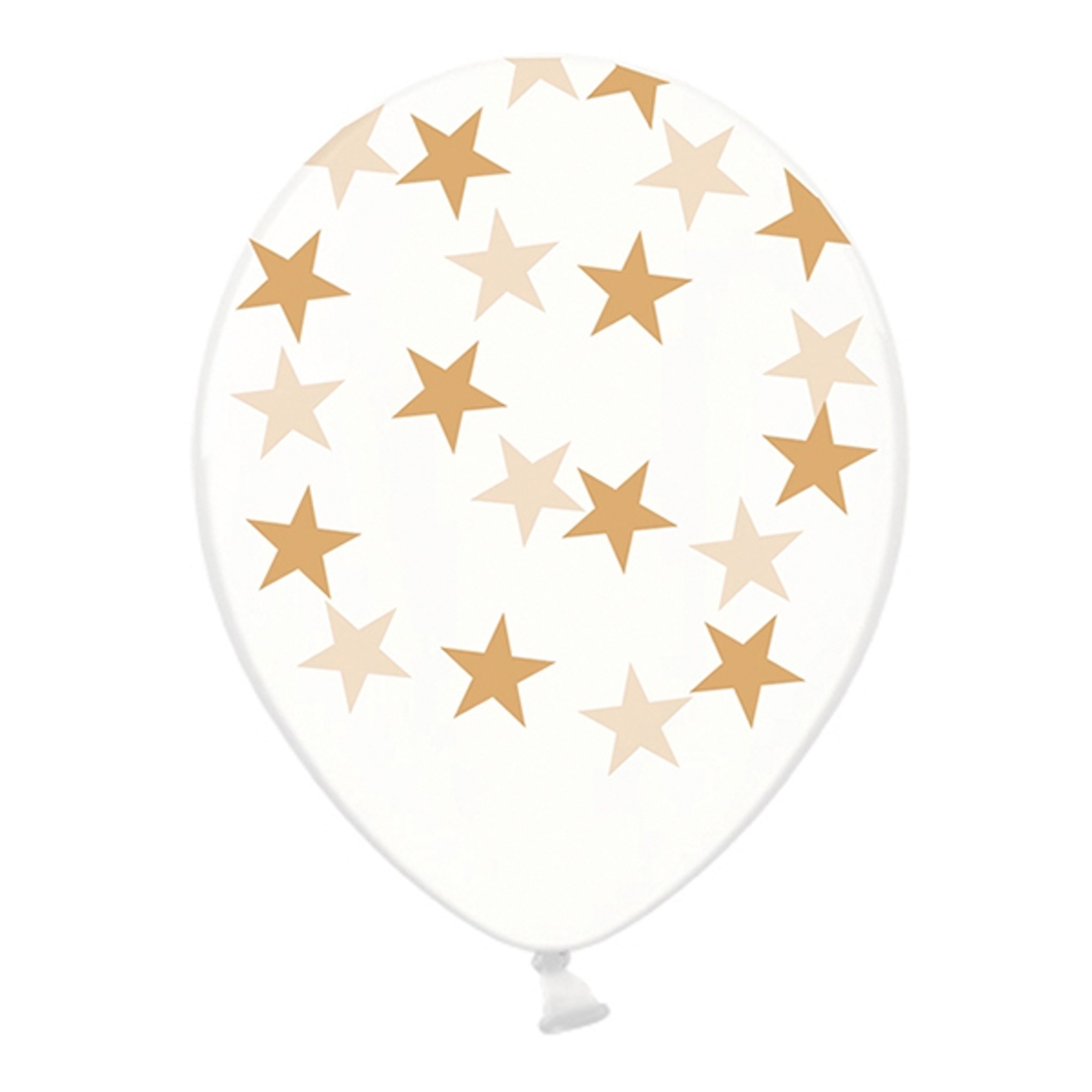 Läs mer om Ballonger Transparenta med Guldstjärnor - 6-pack