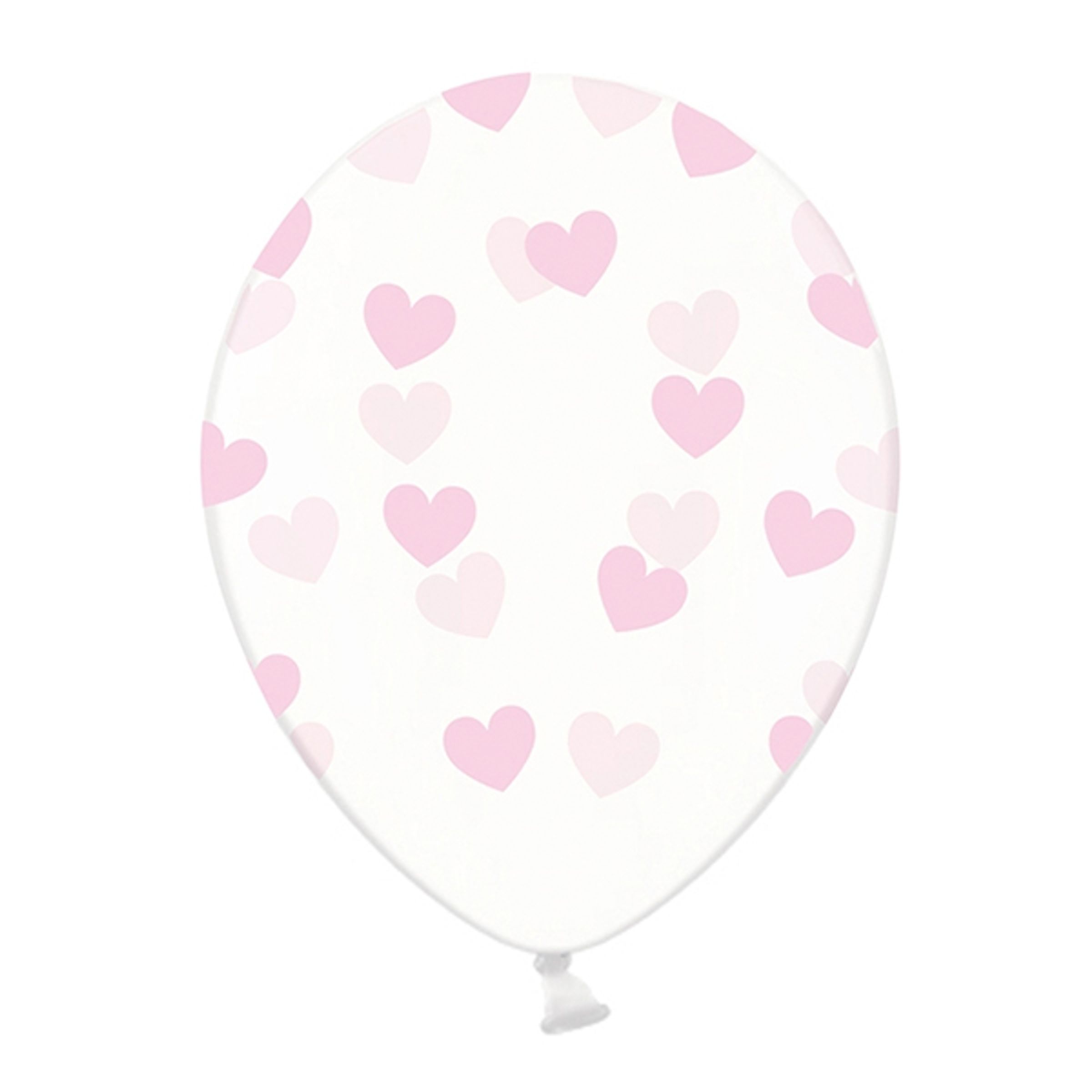 Ballonger Transparenta med Ljusrosa Hjärtan - 6-pack