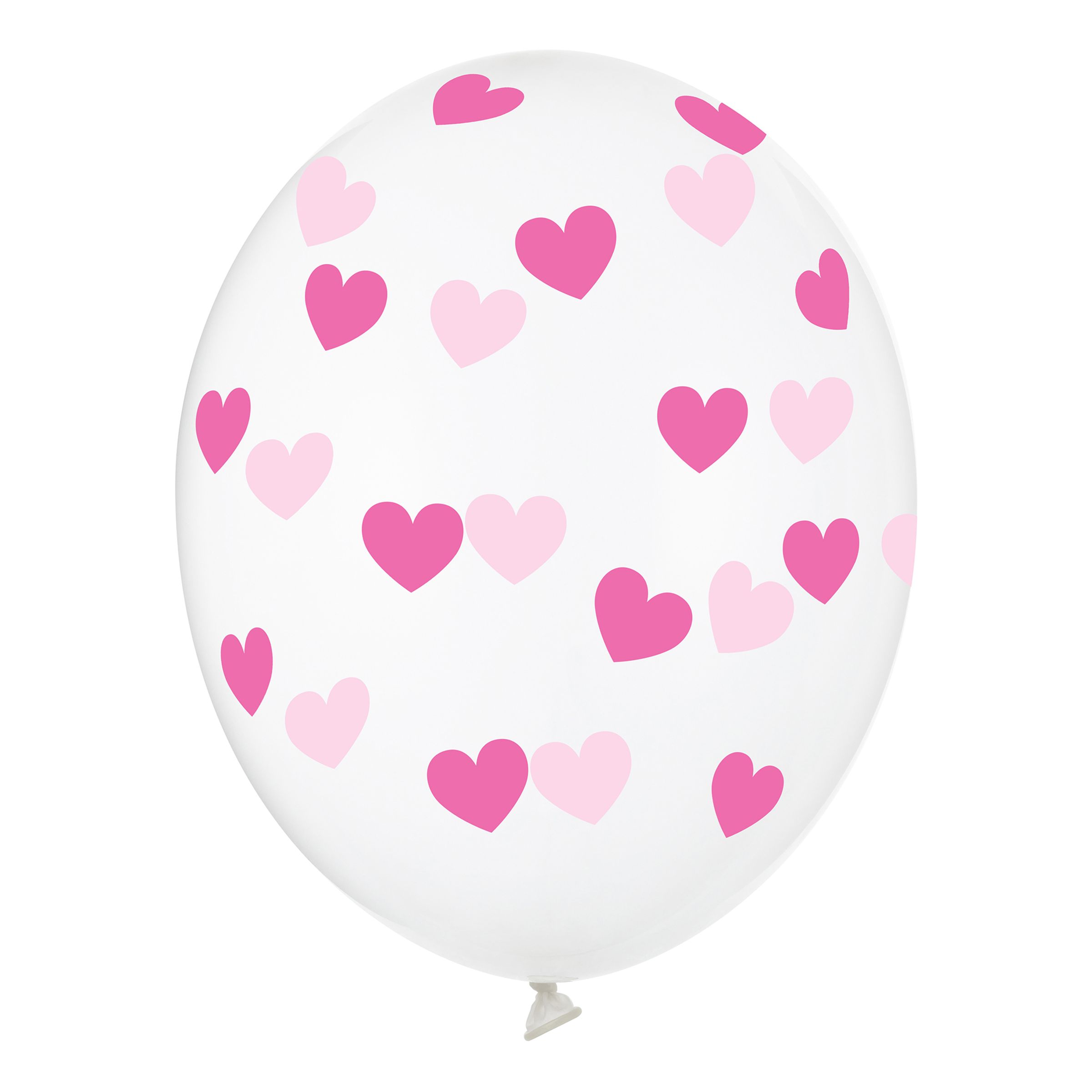 Ballonger Transparenta med Rosa Hjärtan - 6-pack | Hem - Festartiklar - Ballonger - Latexballonger | Maskeradspecialisten