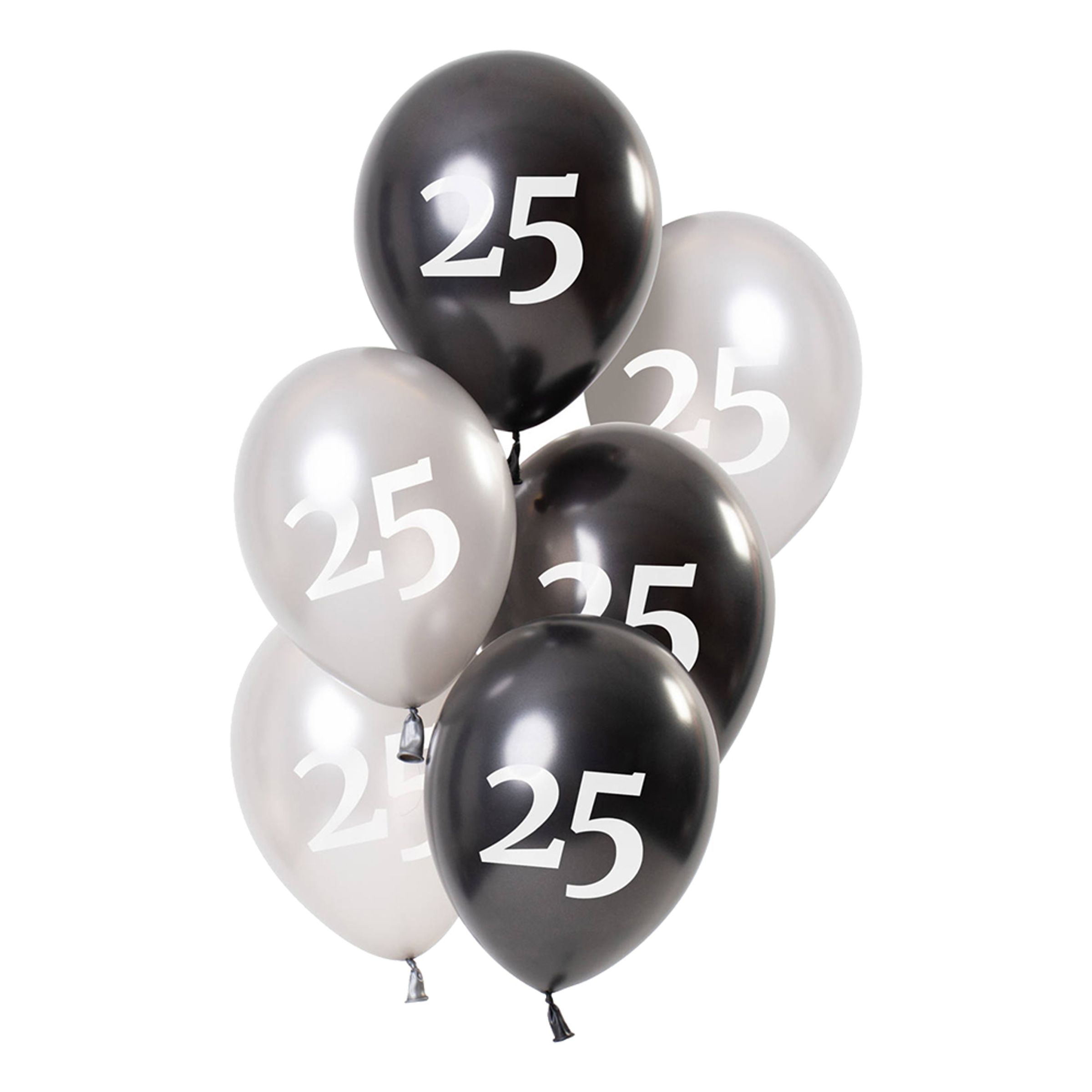 Läs mer om Ballonger Vit/Svart 25 År - 6-pack