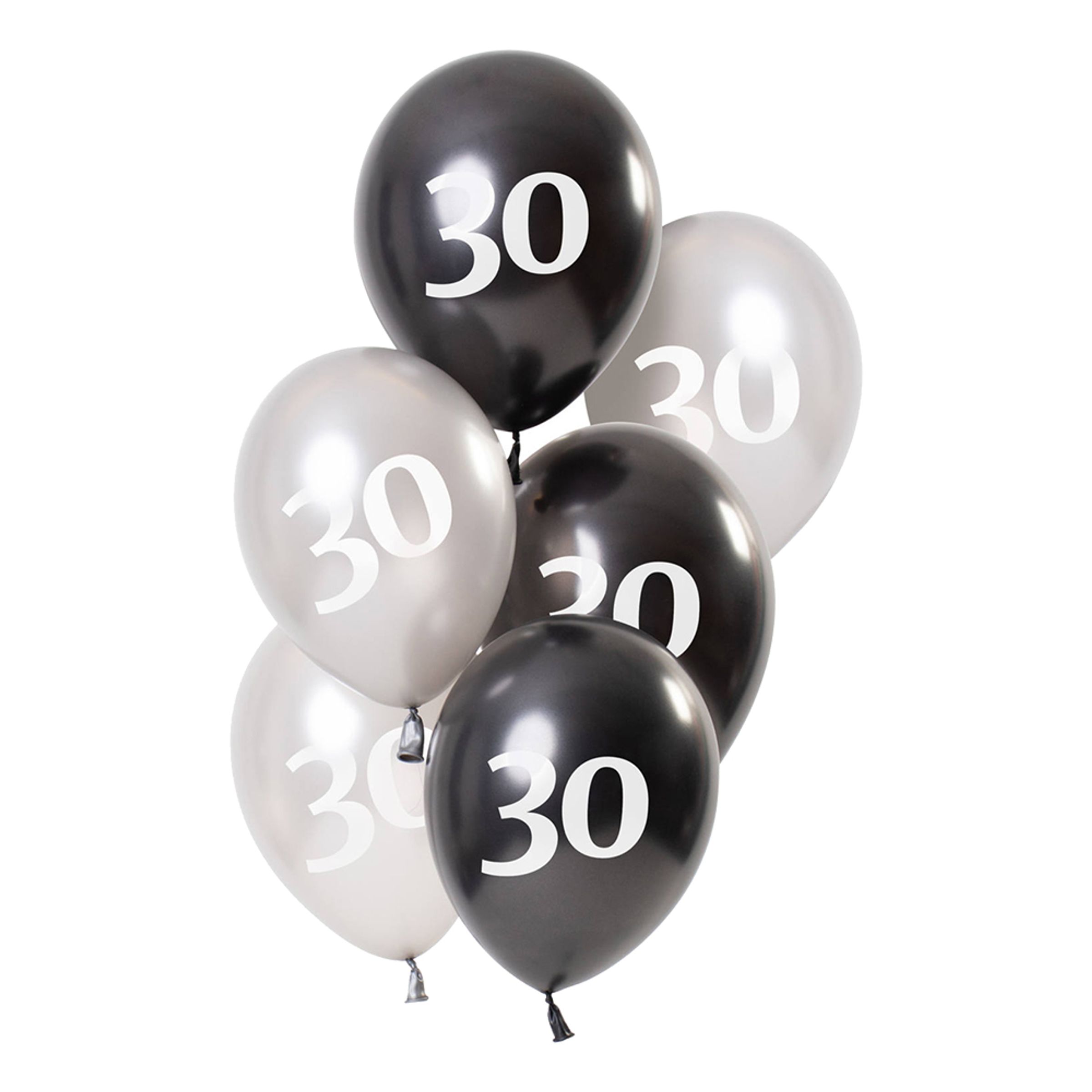 Läs mer om Ballonger Vit/Svart 30 År - 6-pack