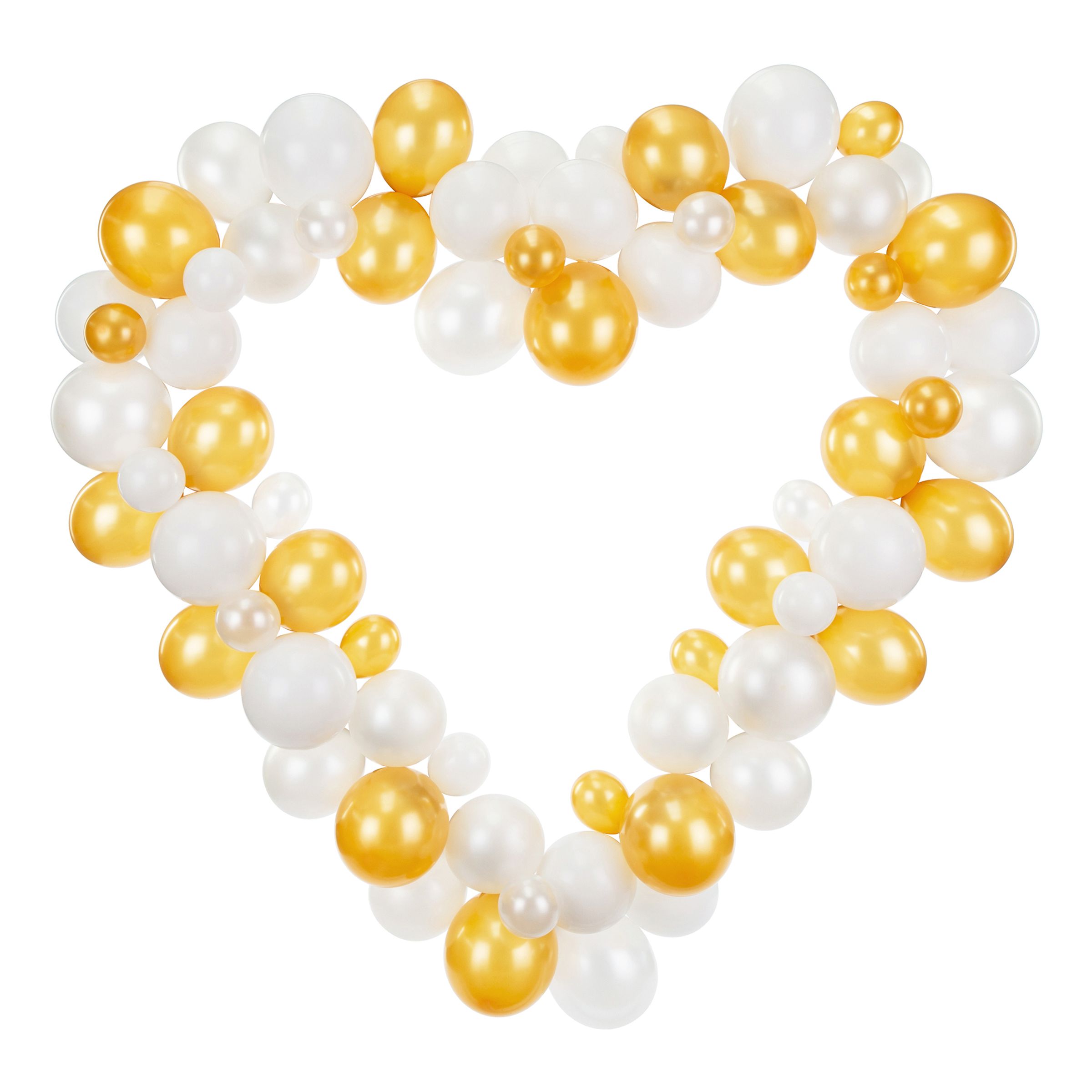 Ballongfigur Guld/Vit Hjärta Stort | Hem - Festartiklar - Ballonger - Latexballonger | Pryloteket