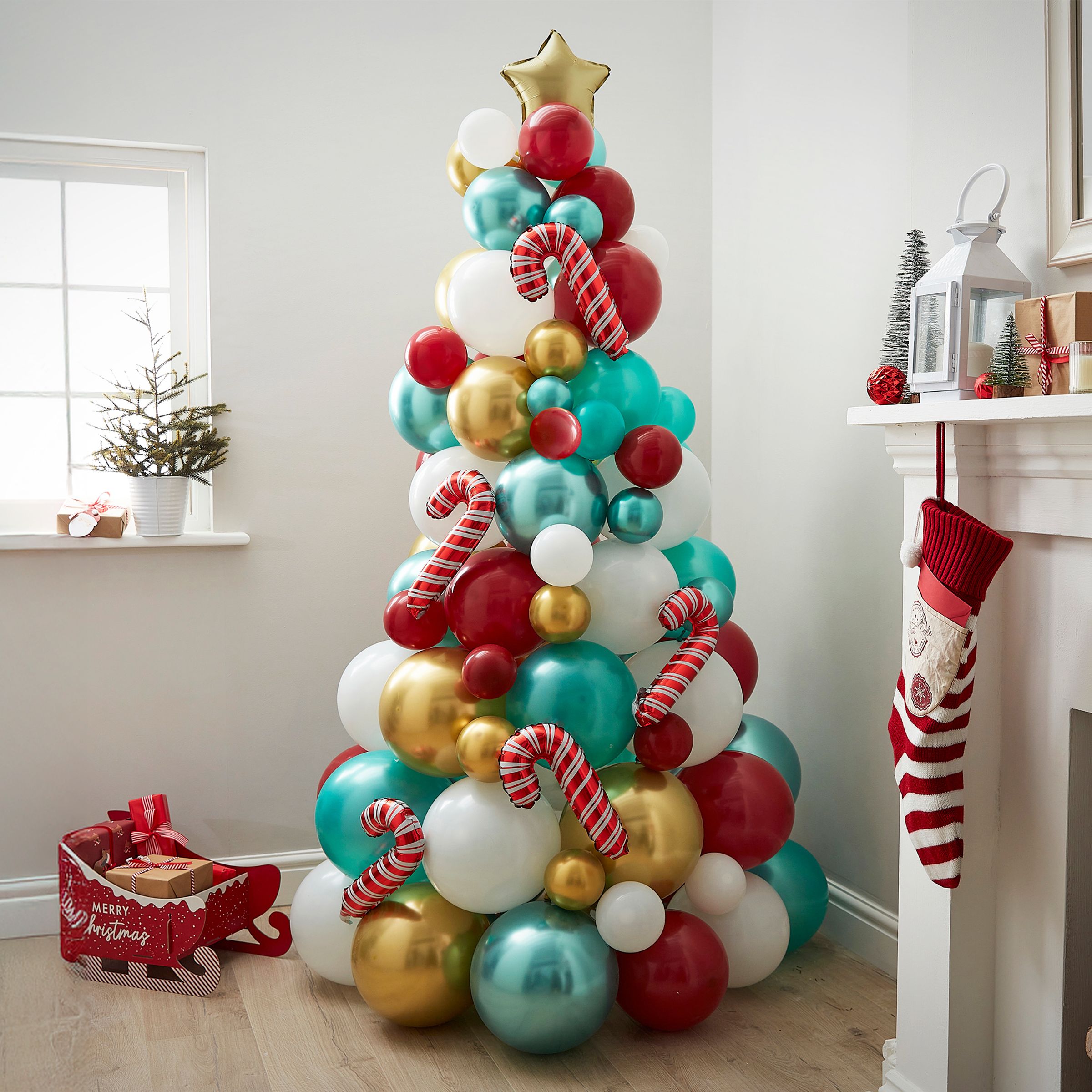 Ballongfigur Julgran Röd/Grön | Hem - Festartiklar - Ballonger - Latexballonger | Party Outlet