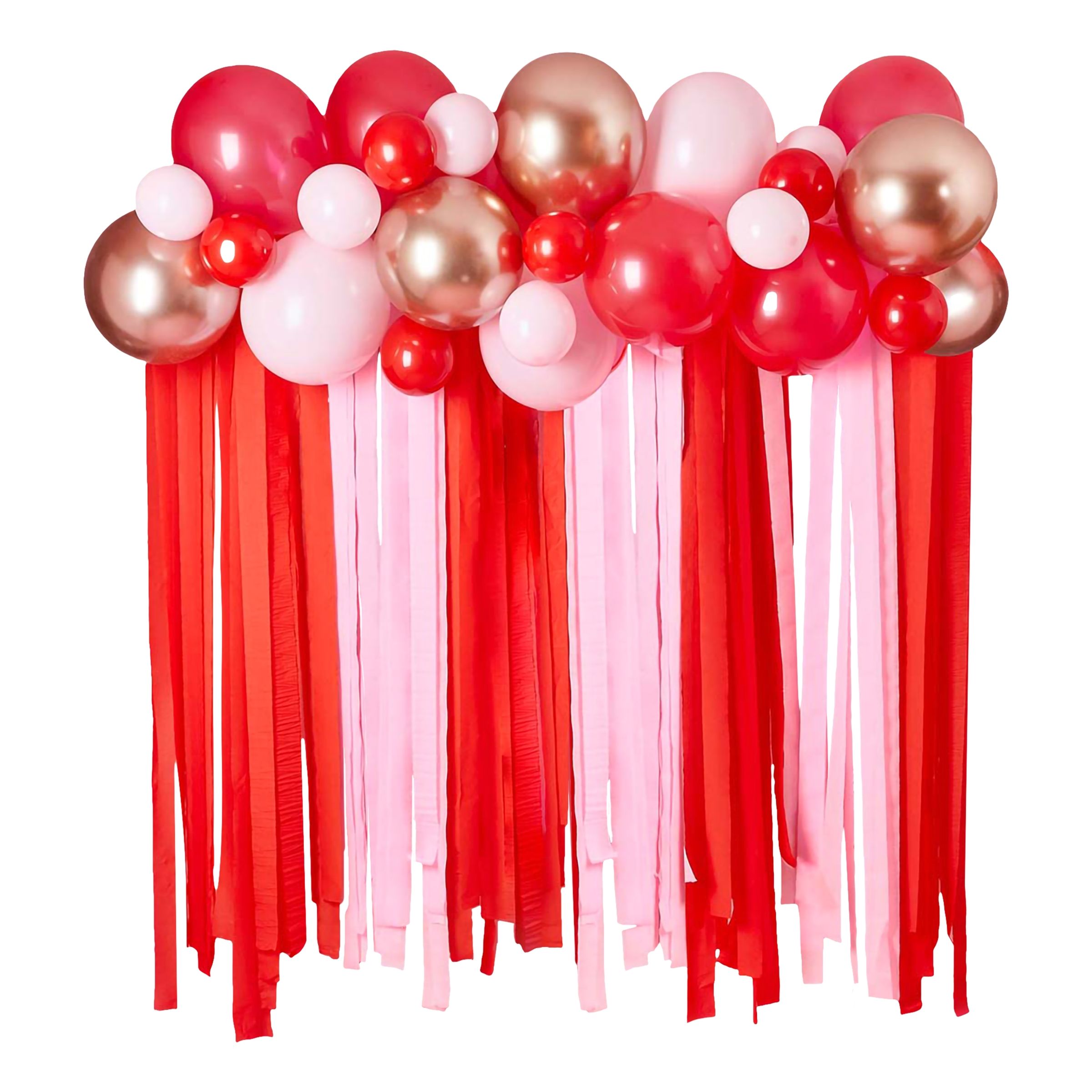 Ballongbåge med Streamers Röd/Rosa | Hem//Festartiklar//Ballonger//Latexballonger | PartyOutlet