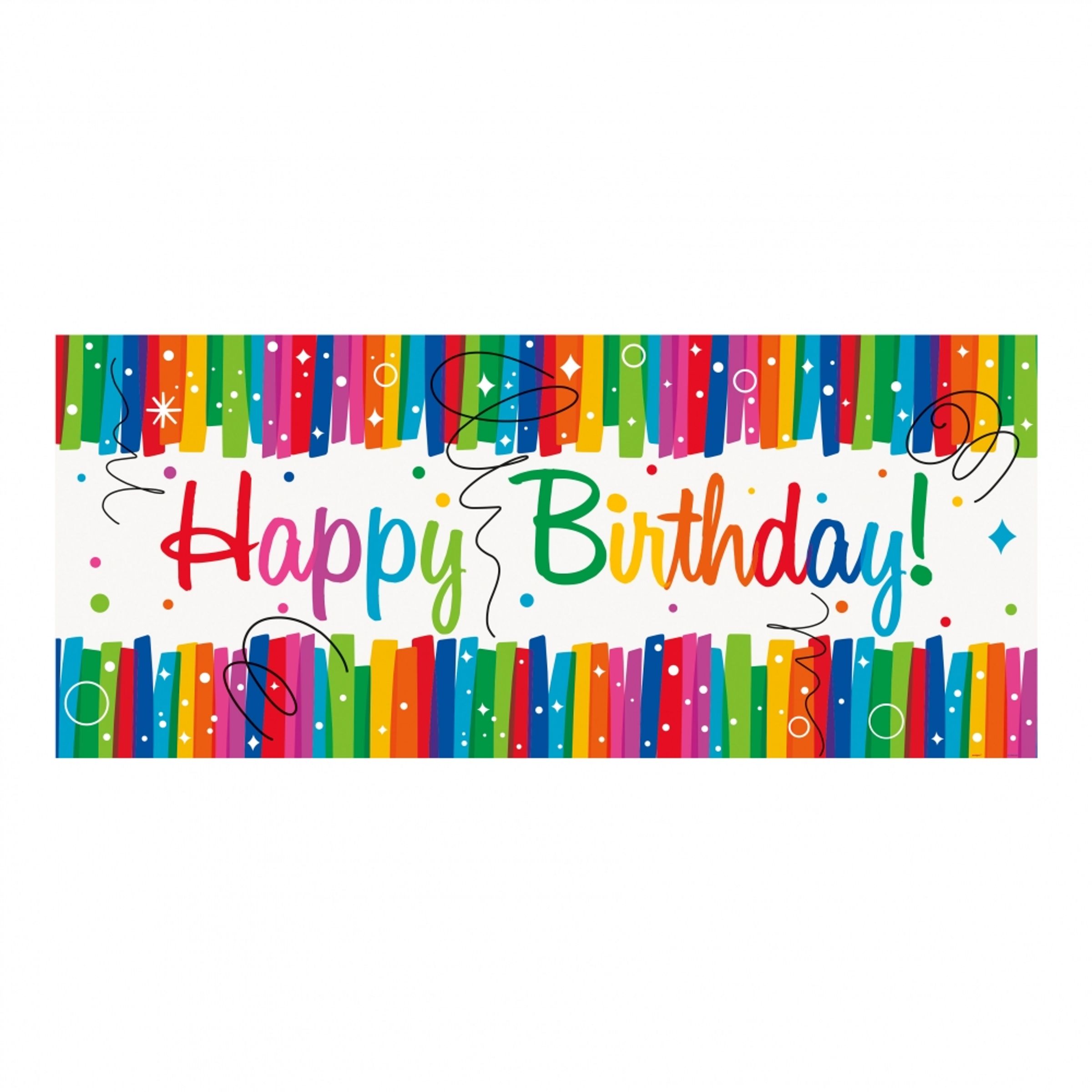 Läs mer om Banderoll Happy Birthday Flerfärgad