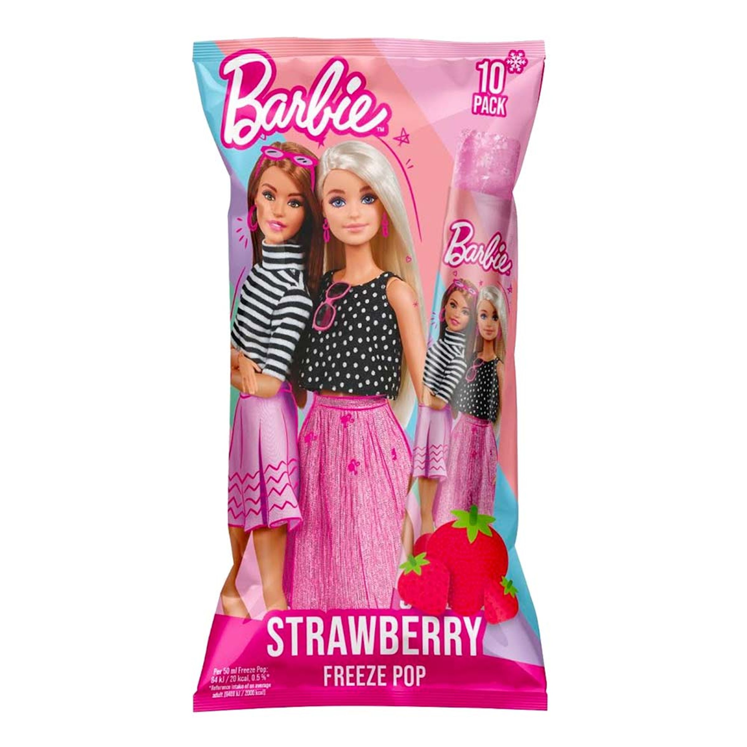 Läs mer om Barbie Strawberry Freeze Pops Isglass - 10-pack