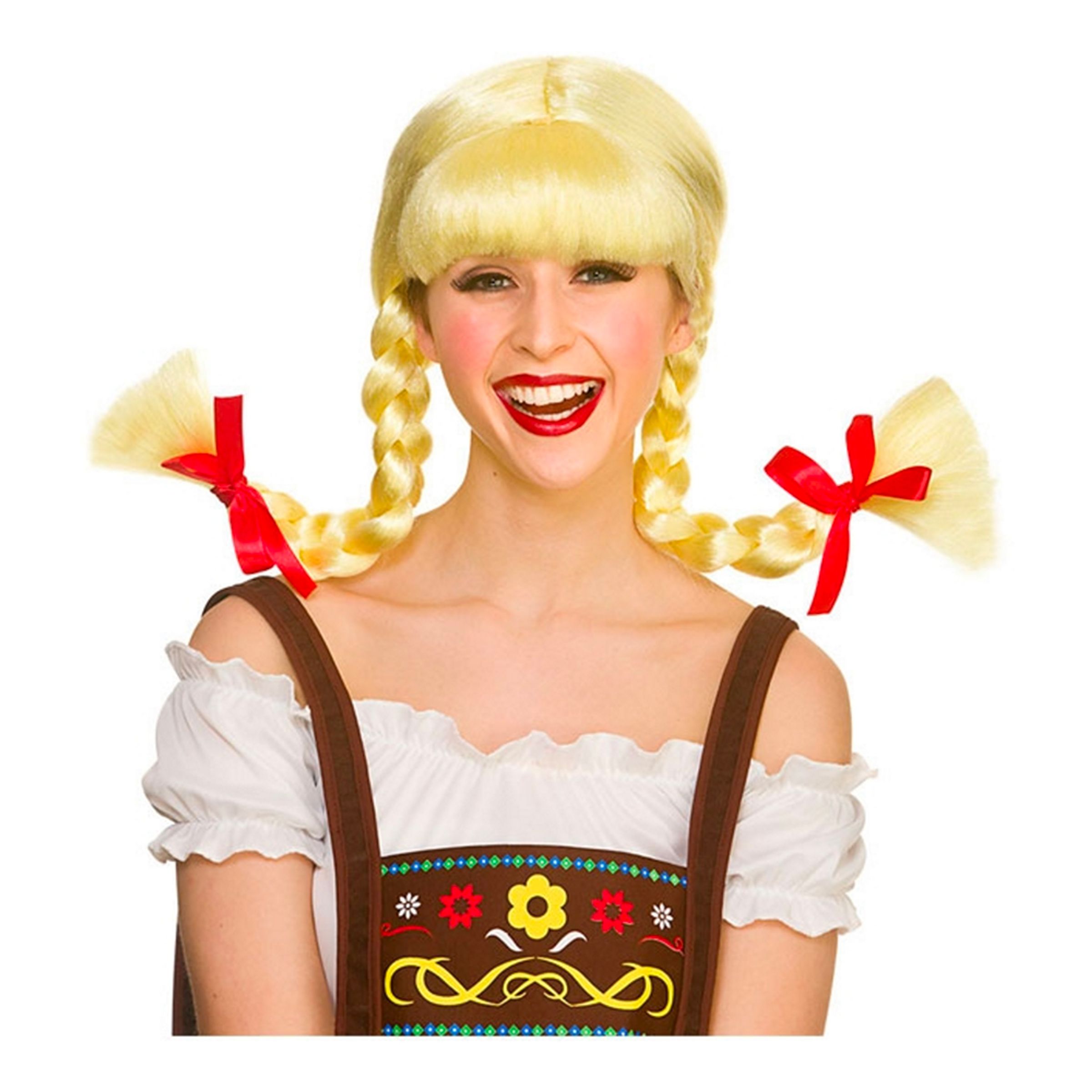 Bavarisk Blond Peruk med Flätor - One size