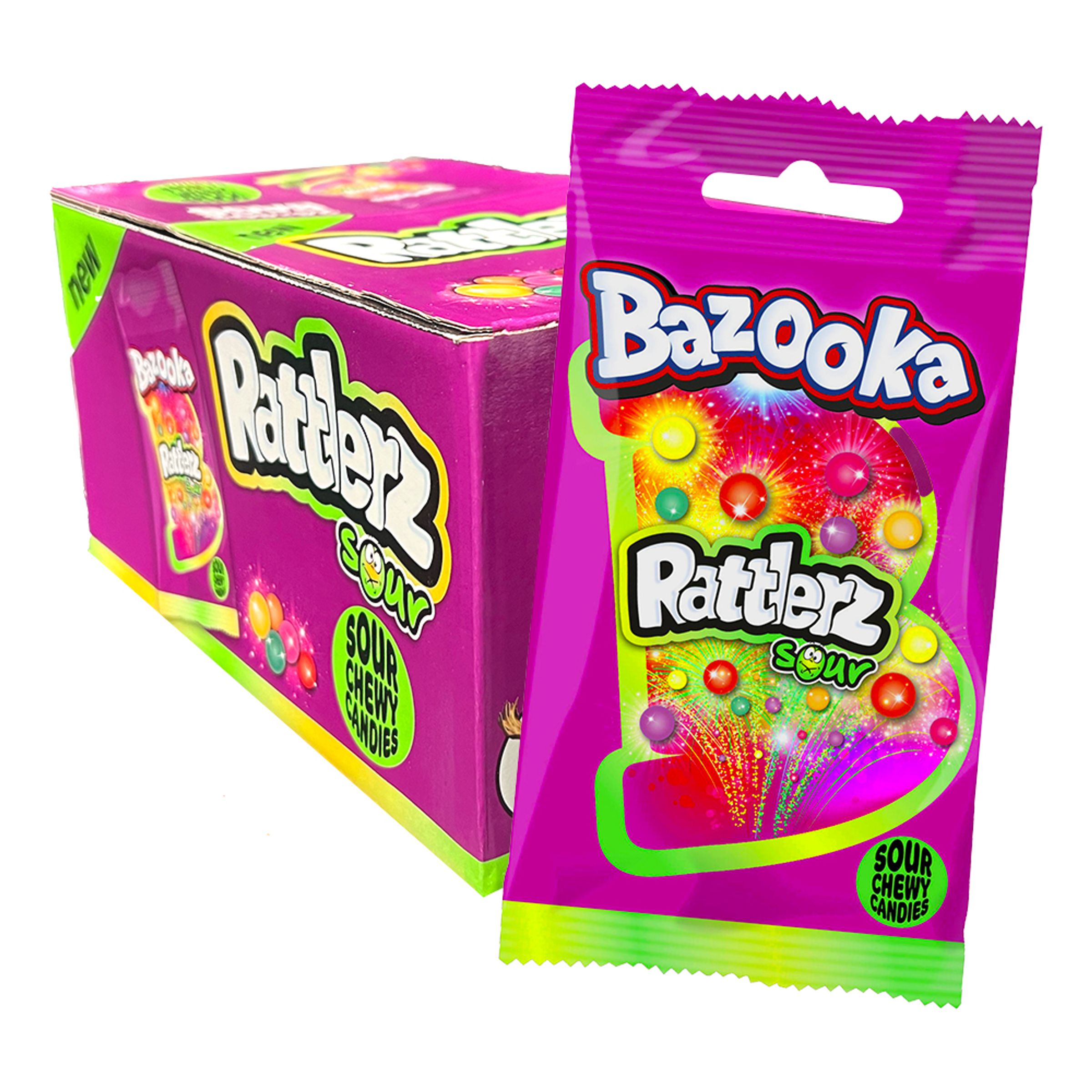 Läs mer om Bazooka Rattlerz Sour Storpack - 24-pack