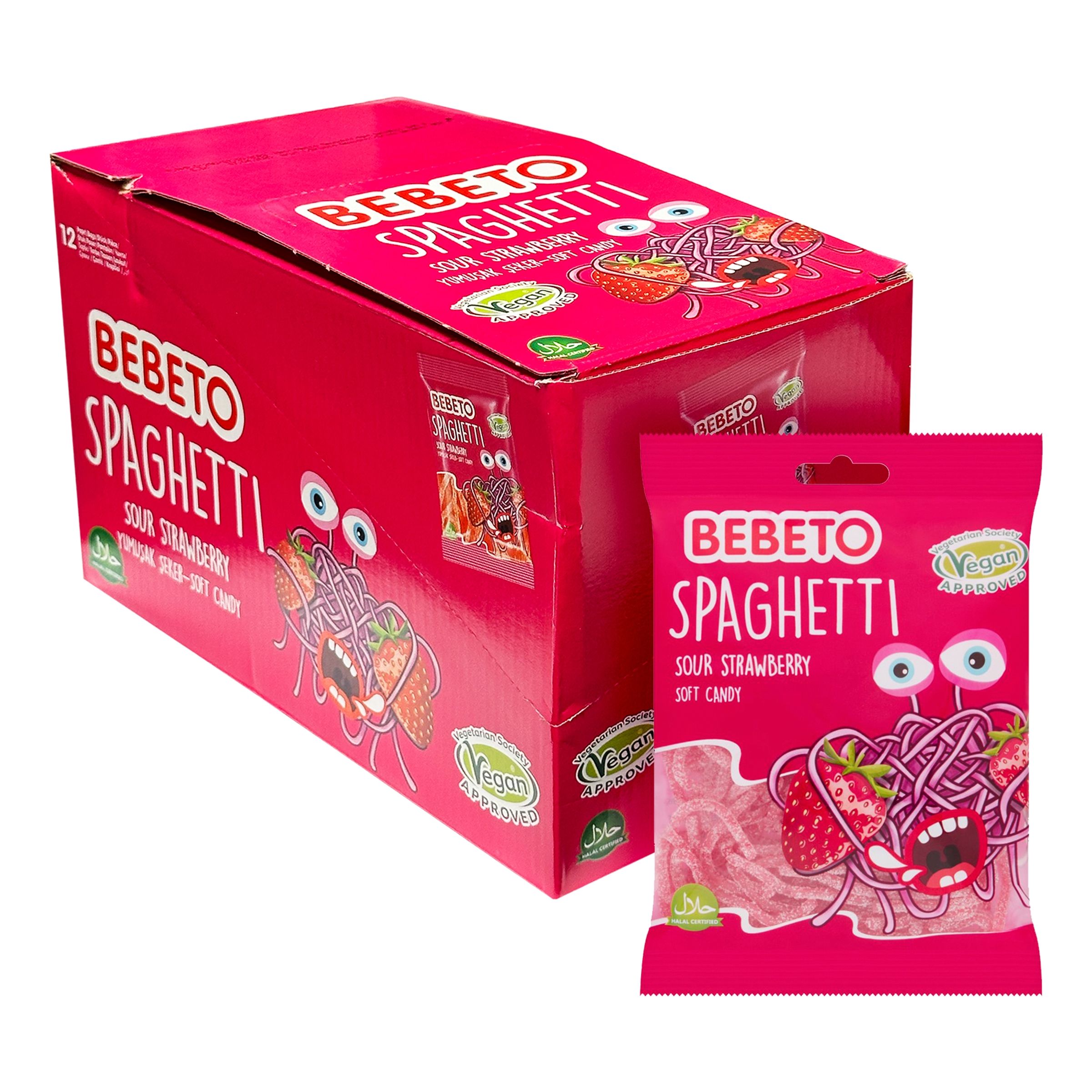 Bebeto Spaghetti Strawberry - 12-pack