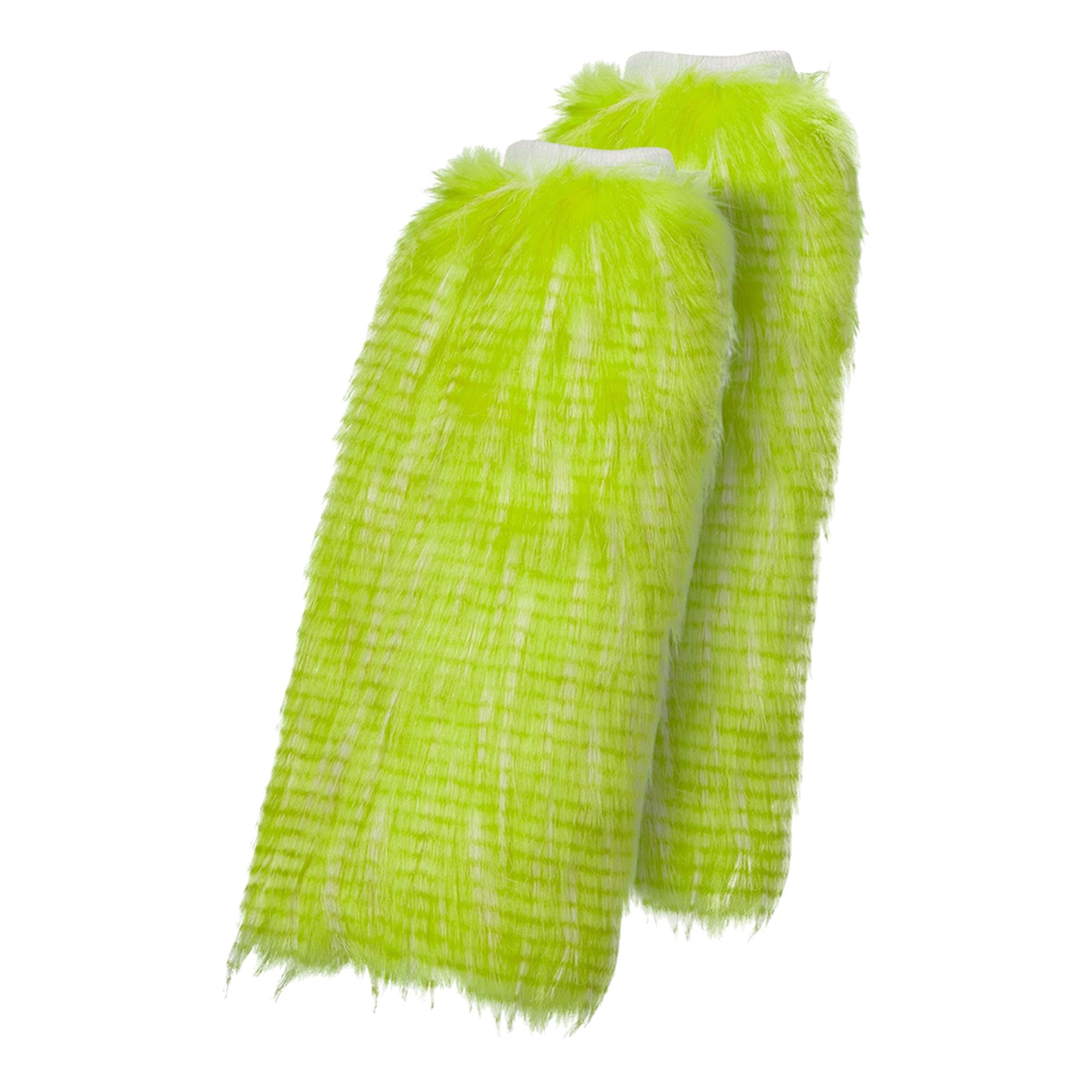 Läs mer om Benvärmare i Plysch Neongrön - One size