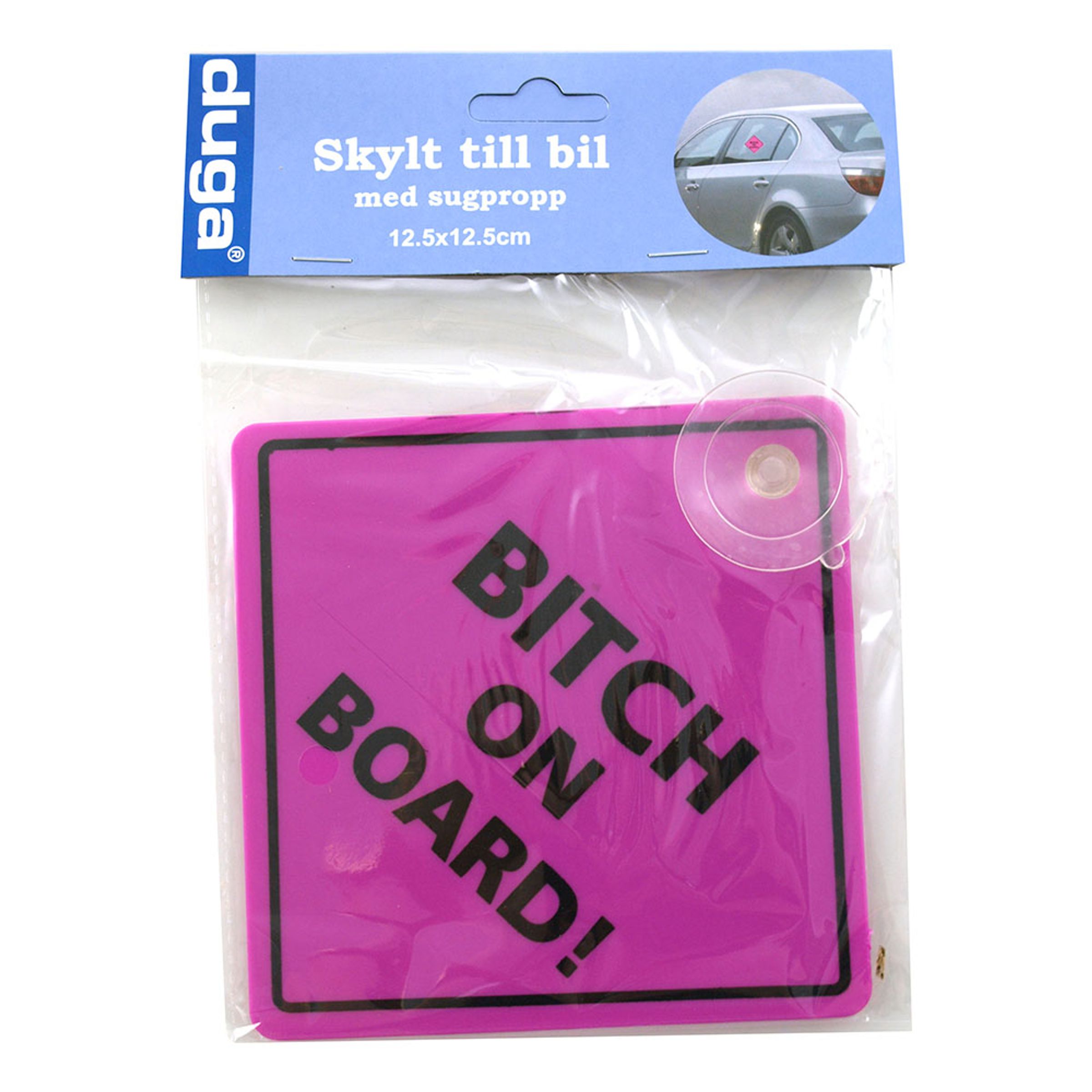 Läs mer om Bilskylt Bitch On Board! - 1-pack
