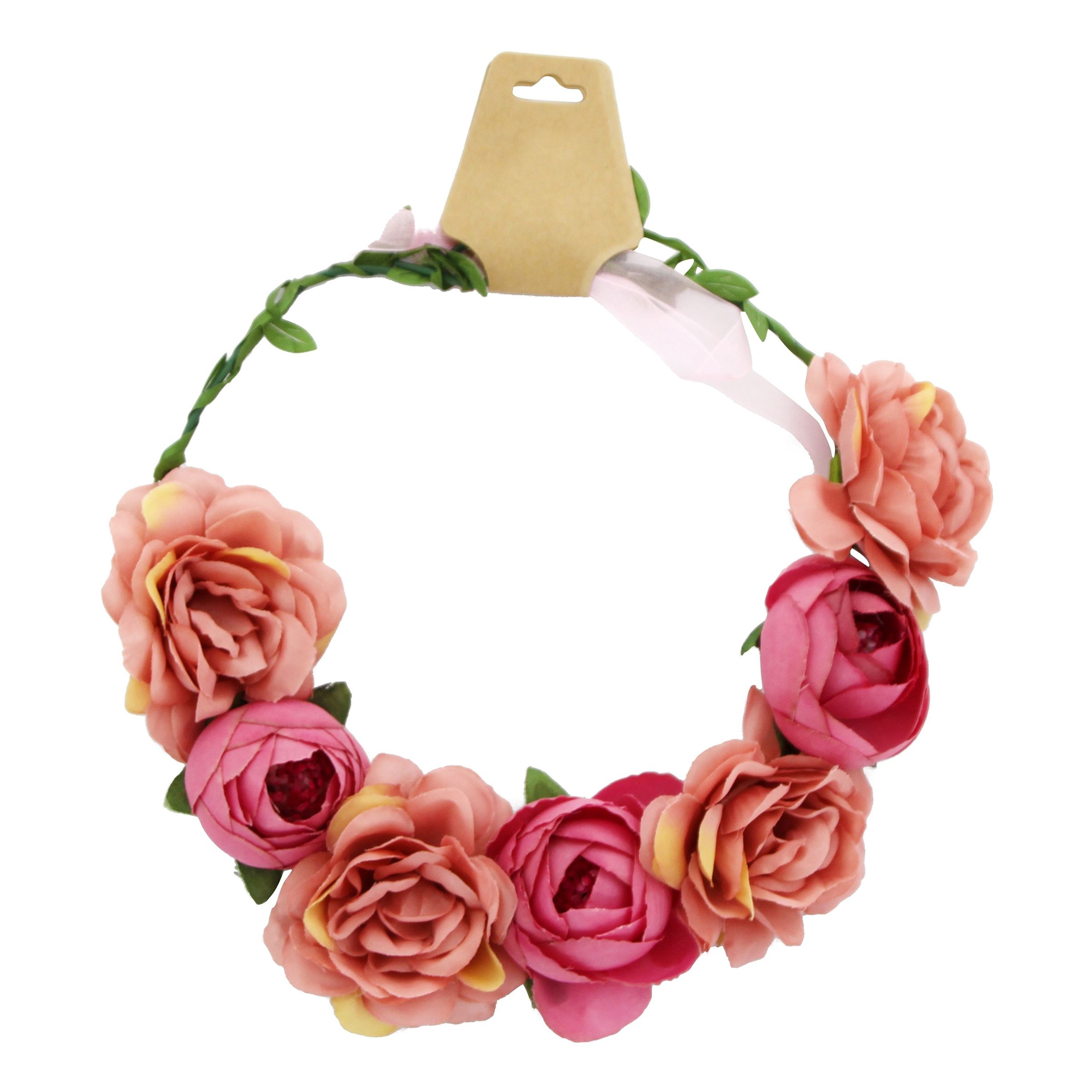 Läs mer om Blomsterkrans med Rosa Rosor - One size