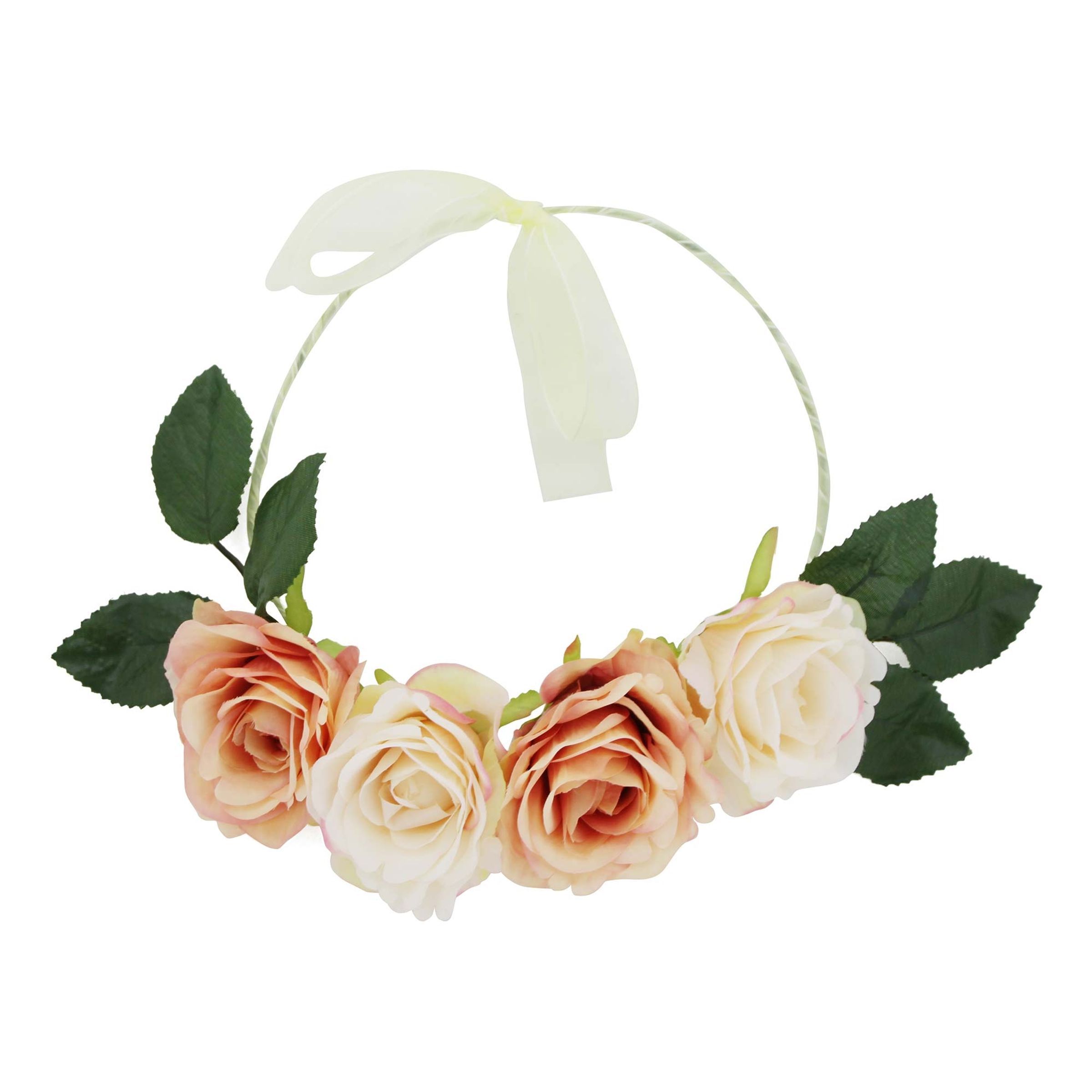 Blomsterkrans Rosor Aprikos/Vita - One size