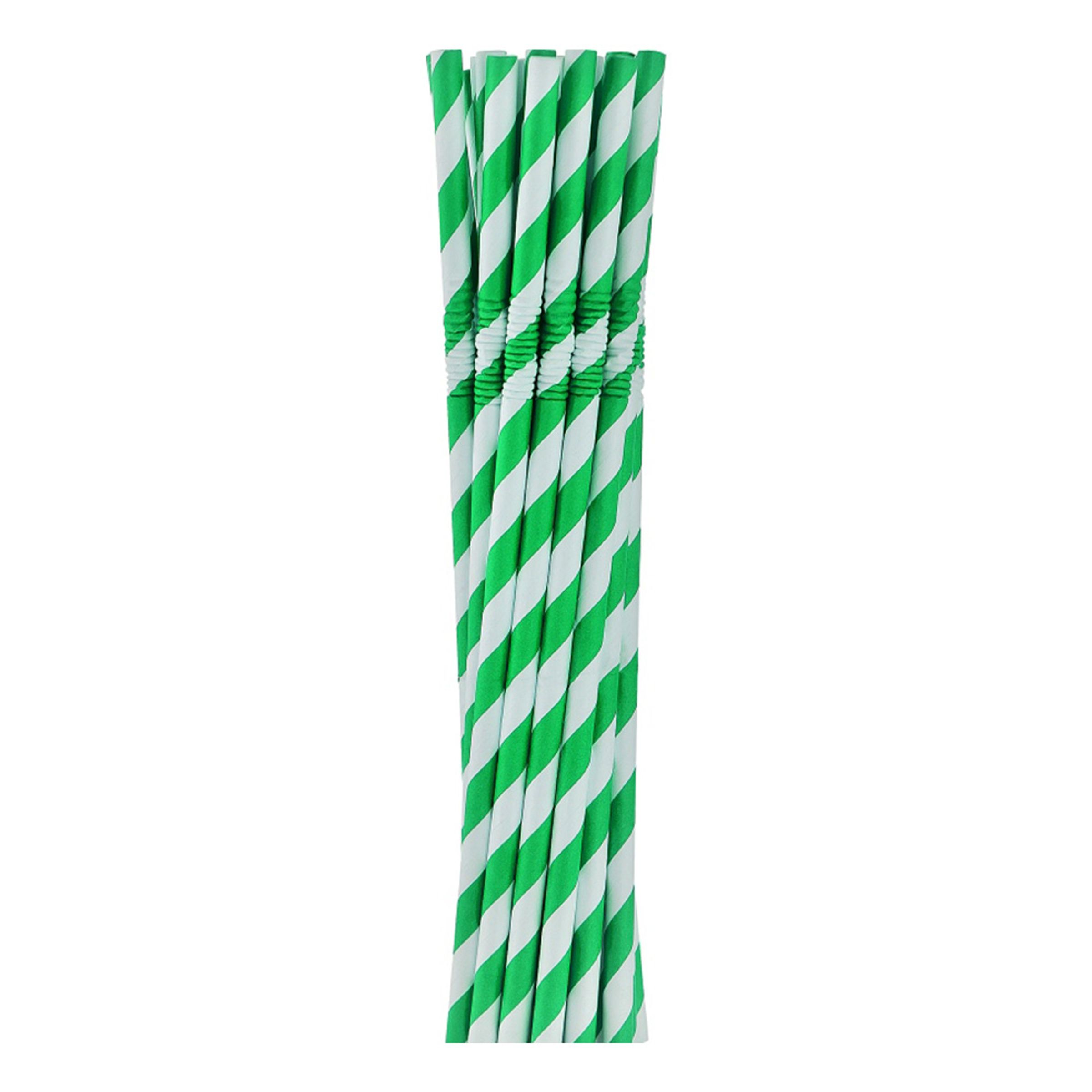 Böjbara Papperssugrör Grön Randiga - 12-pack
