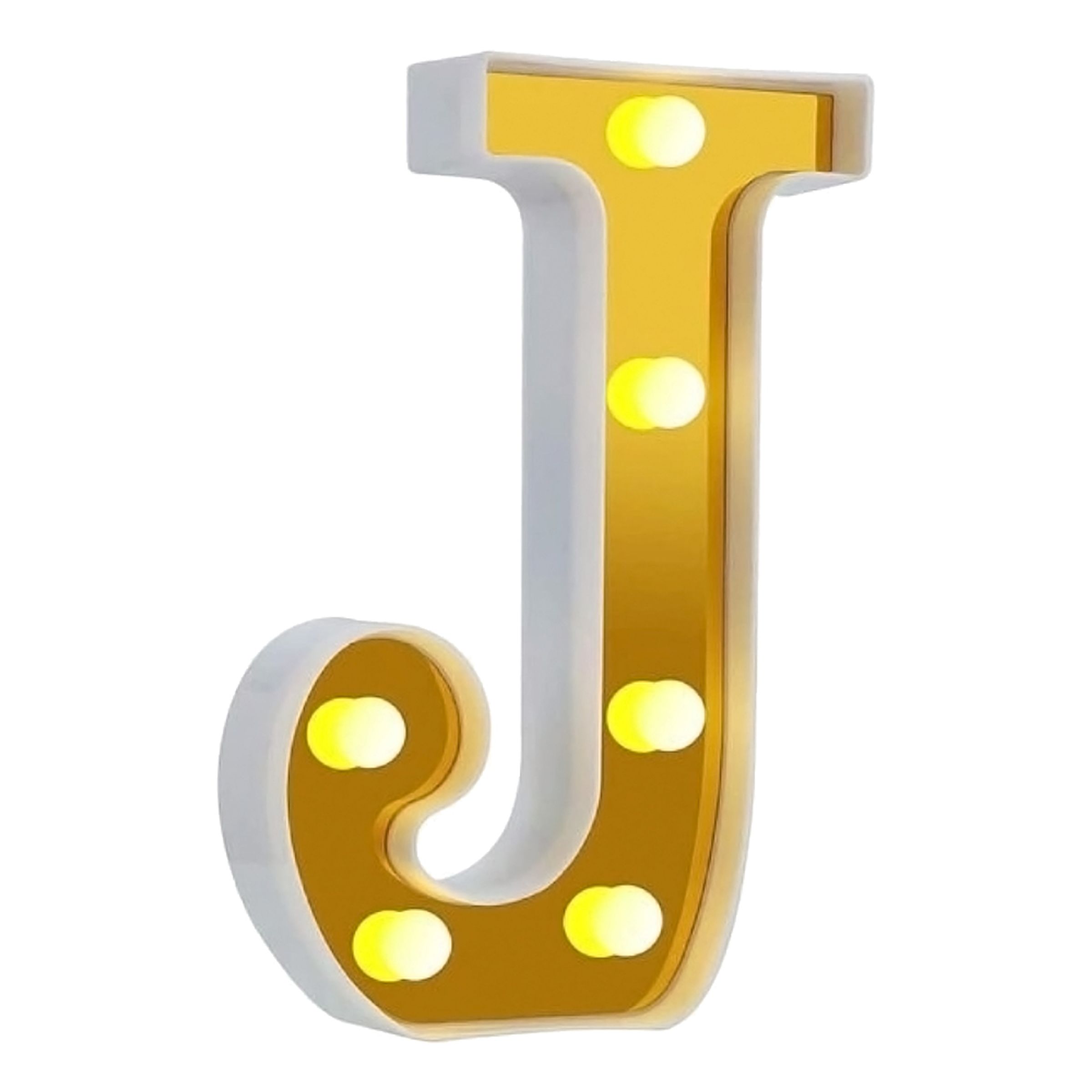Läs mer om Bokstav Guld med LED-Belysning - Bokstav J