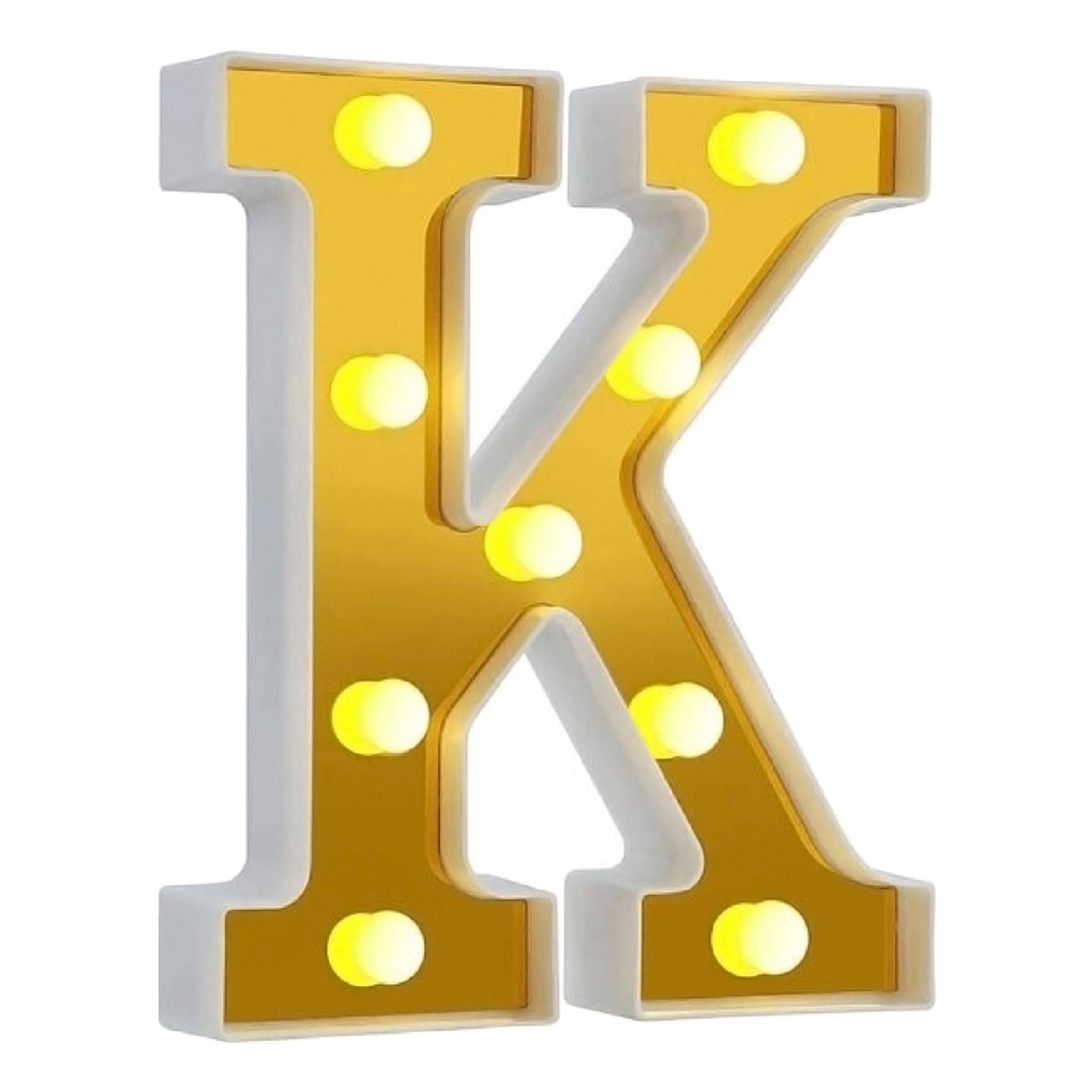 Läs mer om Bokstav Guld med LED-Belysning - Bokstav K