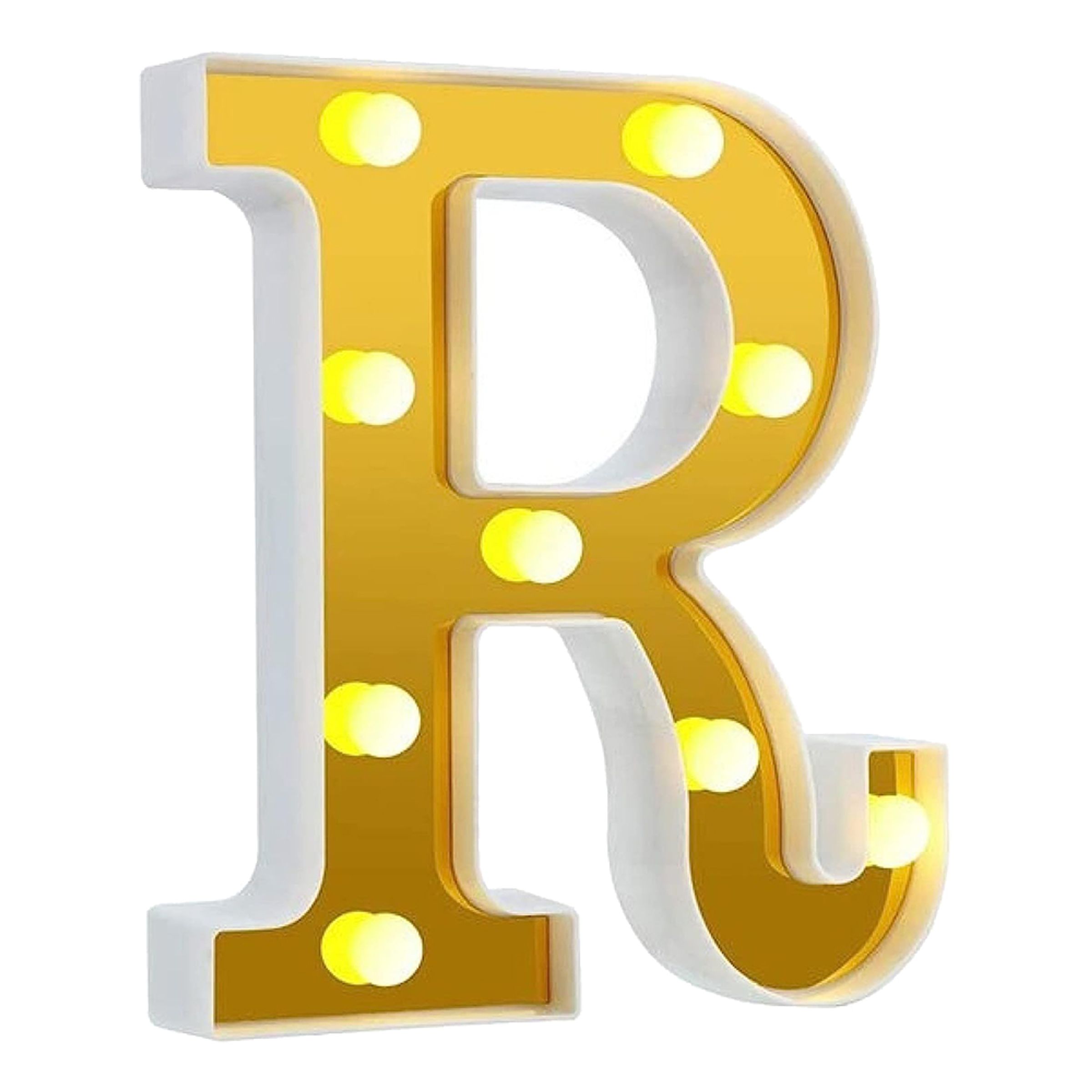 Läs mer om Bokstav Guld med LED-Belysning - Bokstav R
