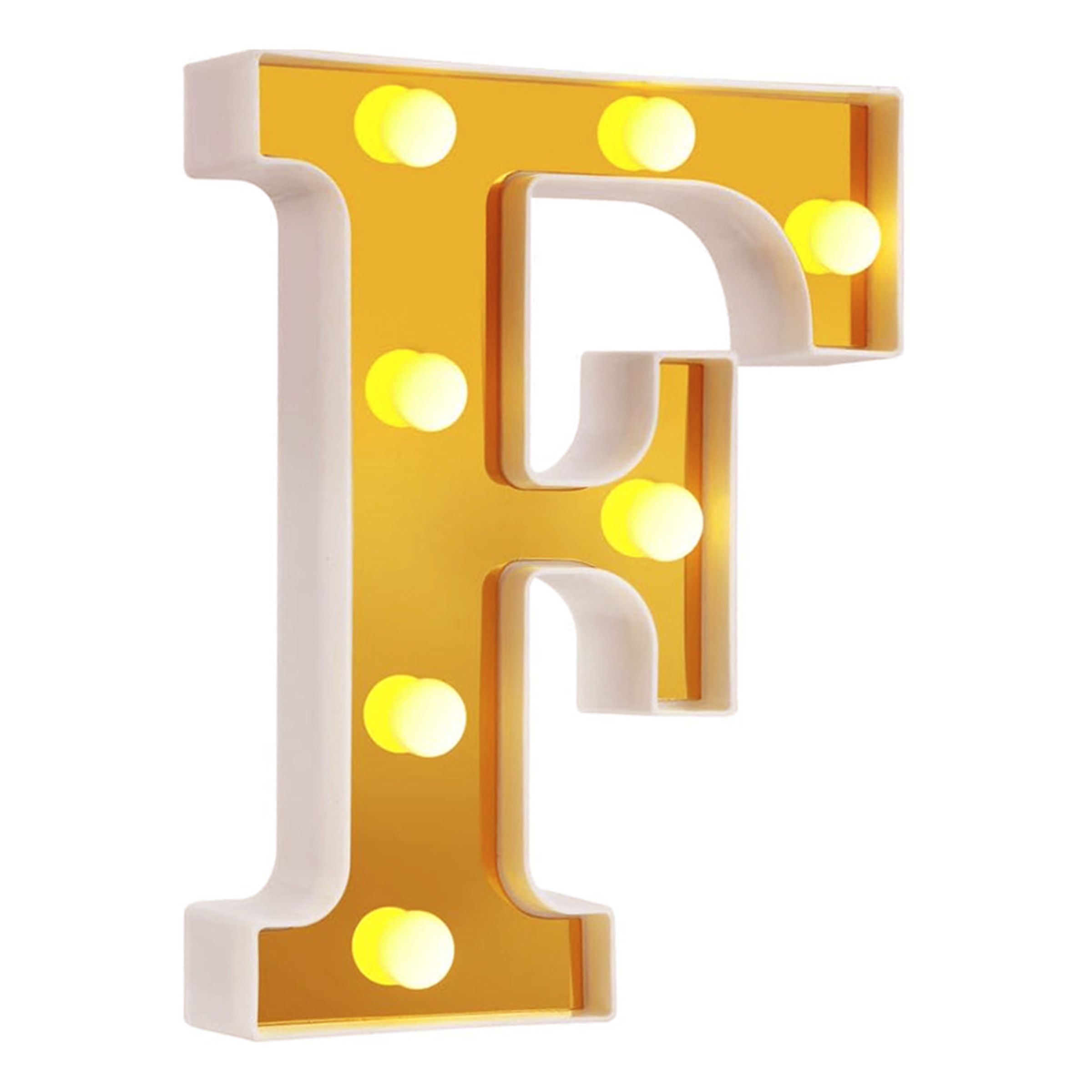 Läs mer om Bokstav Guld med LED-Belysning - Bokstav F