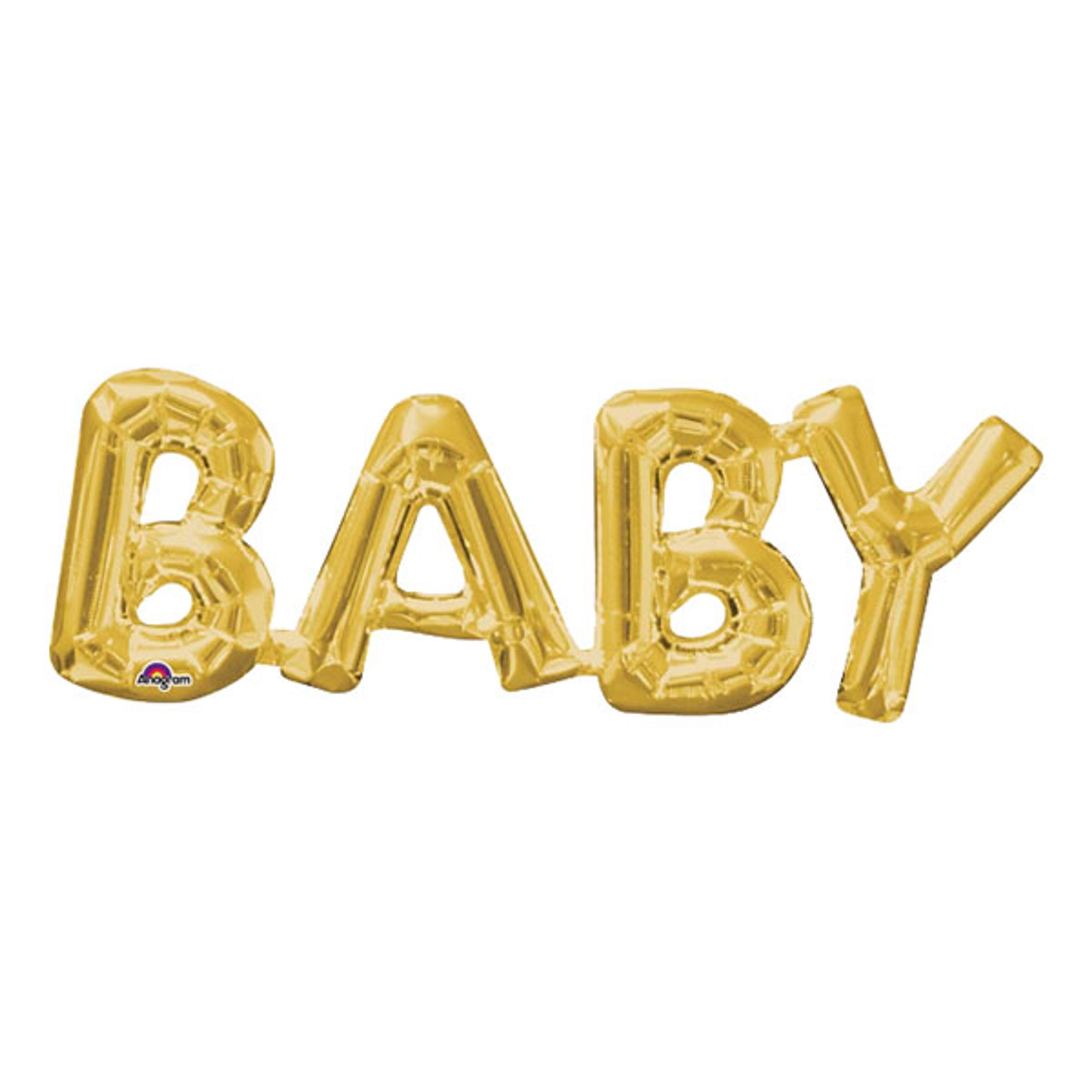 Läs mer om Bokstavsballong Baby Guld