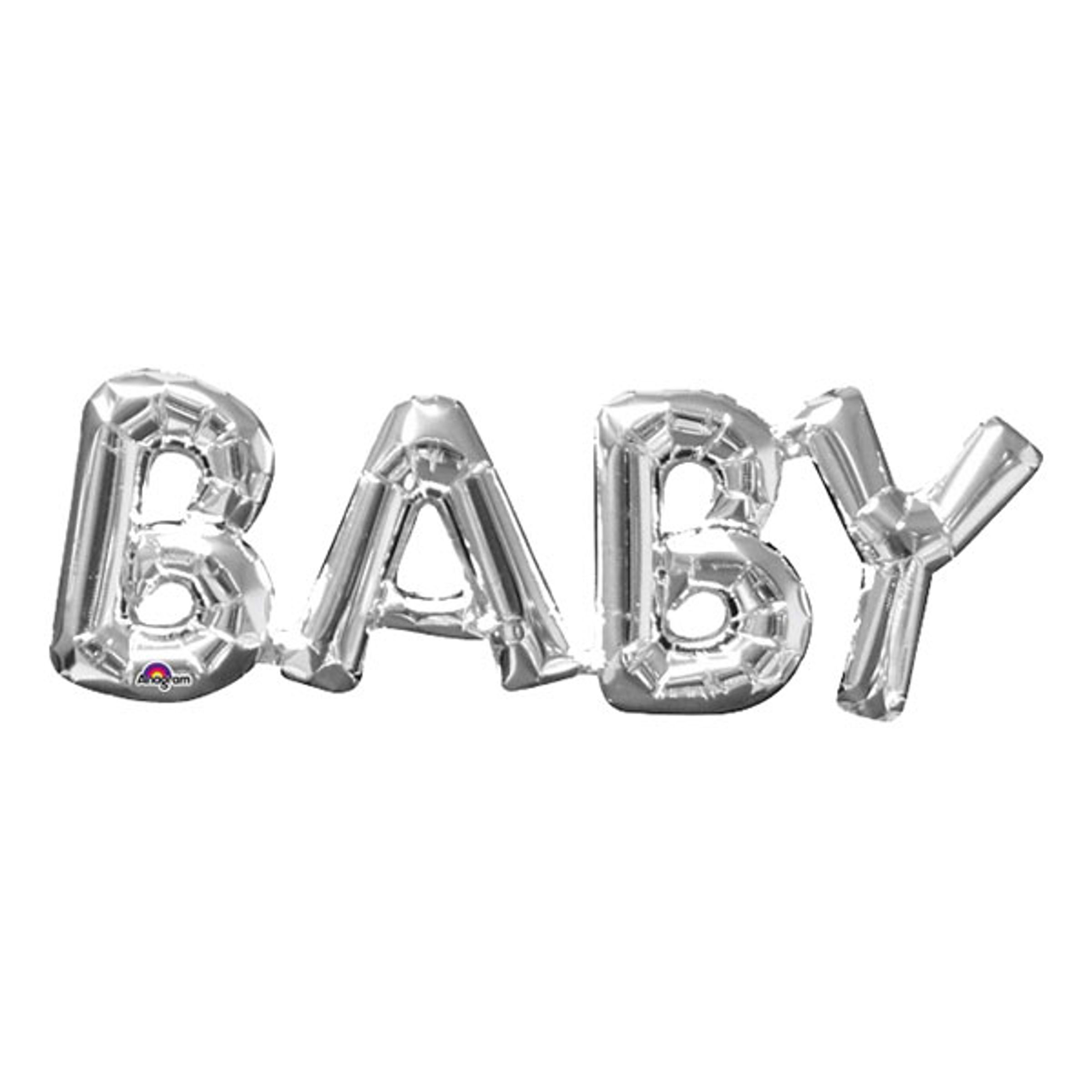 Läs mer om Bokstavsballong Baby Silver