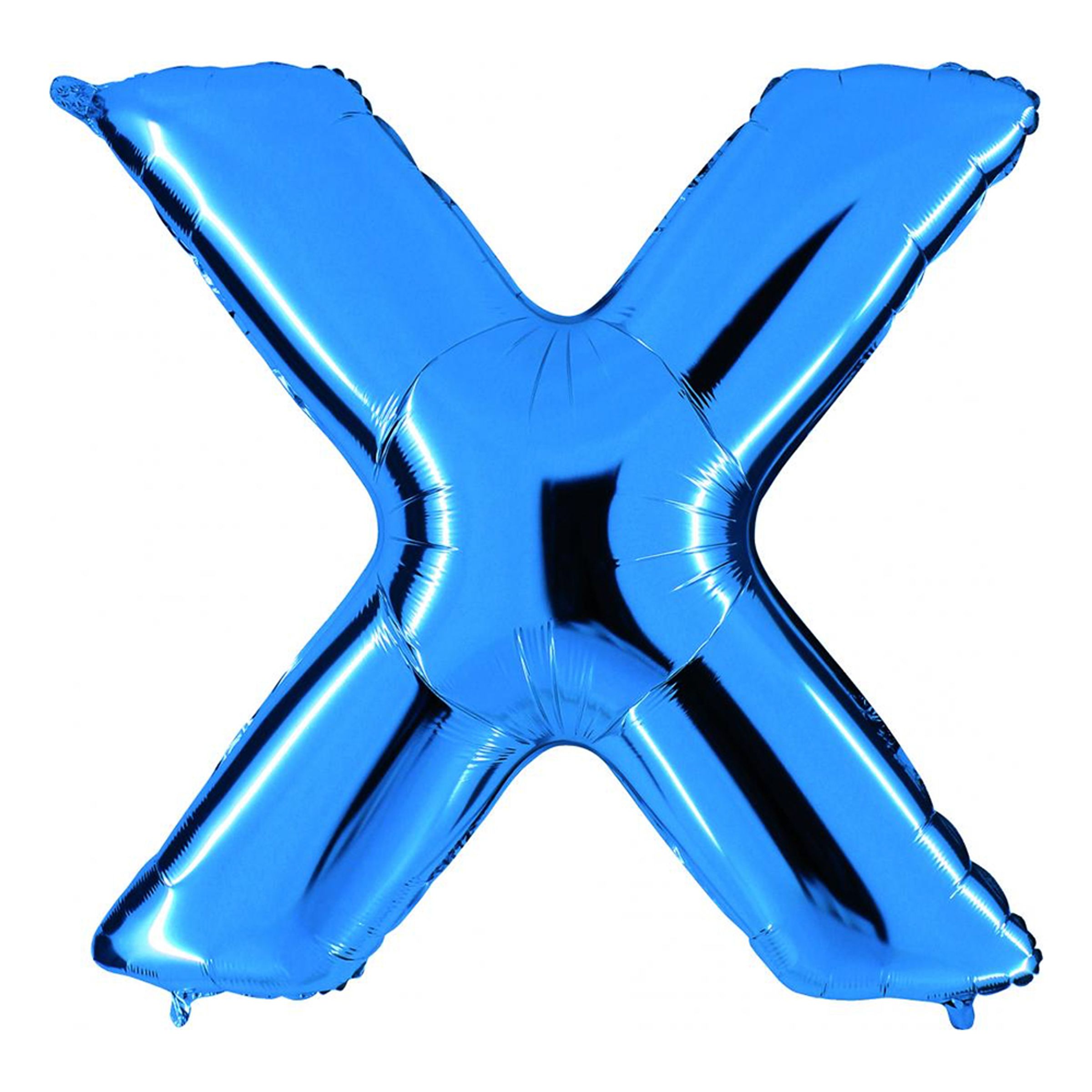 Läs mer om Bokstavsballong Blå Metallic - Bokstav X