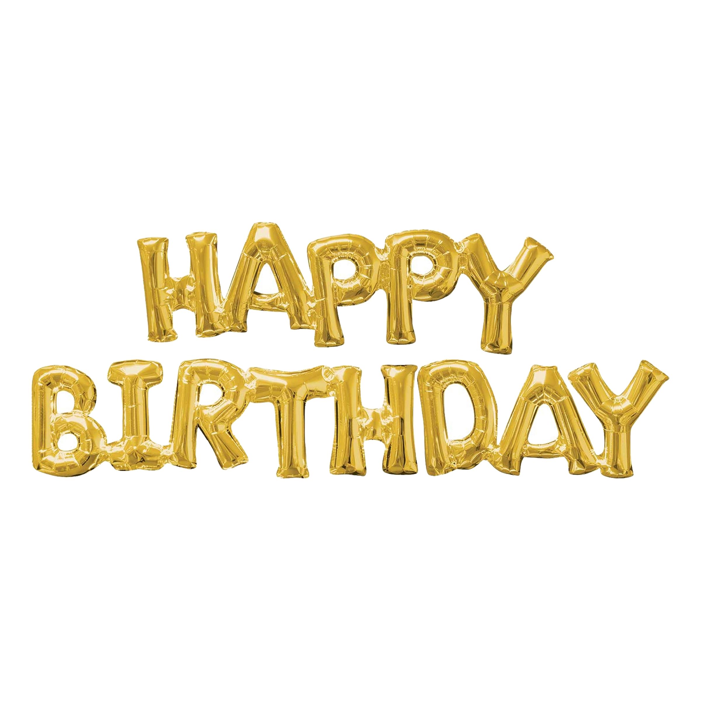 Bokstavsballong Happy Birthday Guld Stor