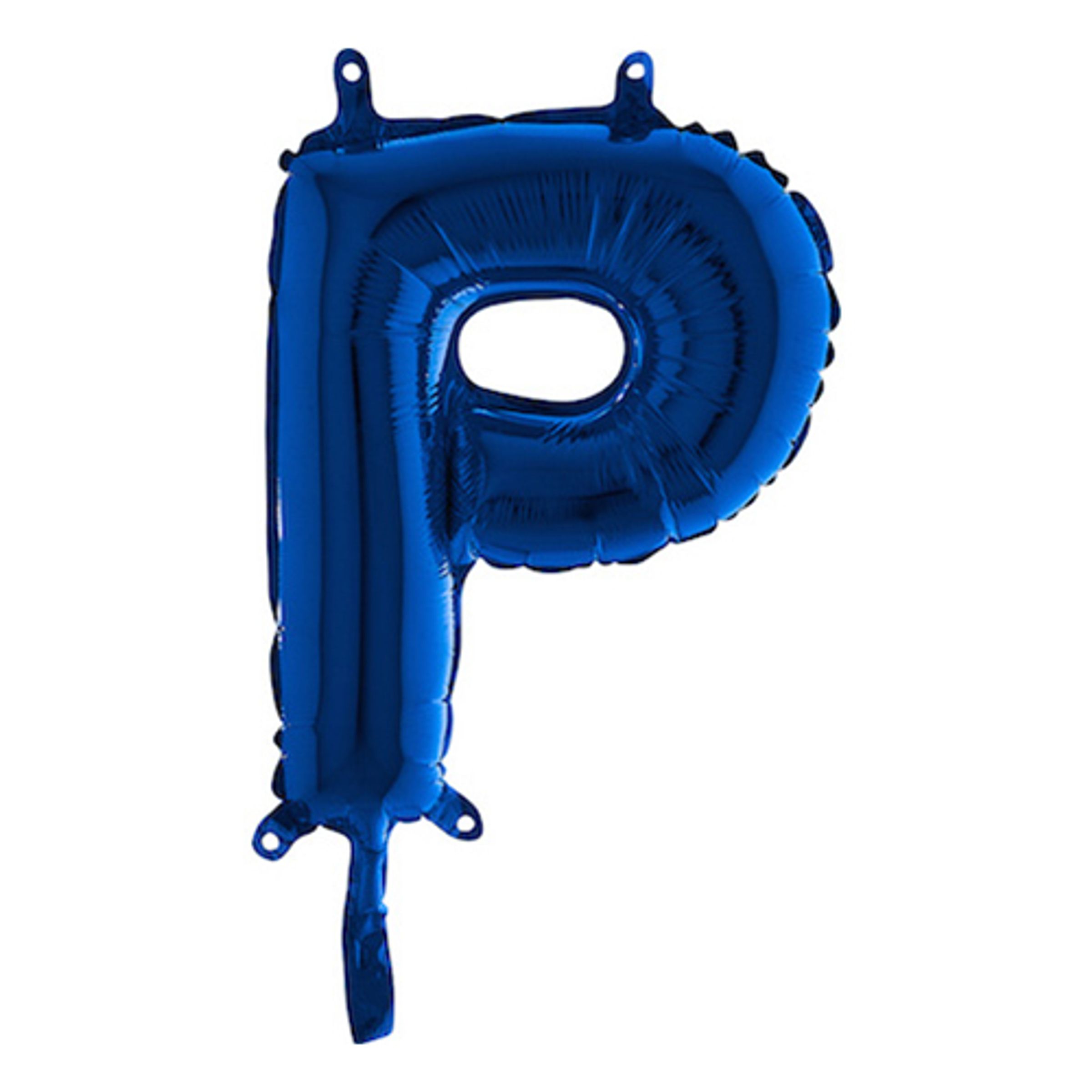 Läs mer om Bokstavsballong Mini Blå Metallic - Bokstav P