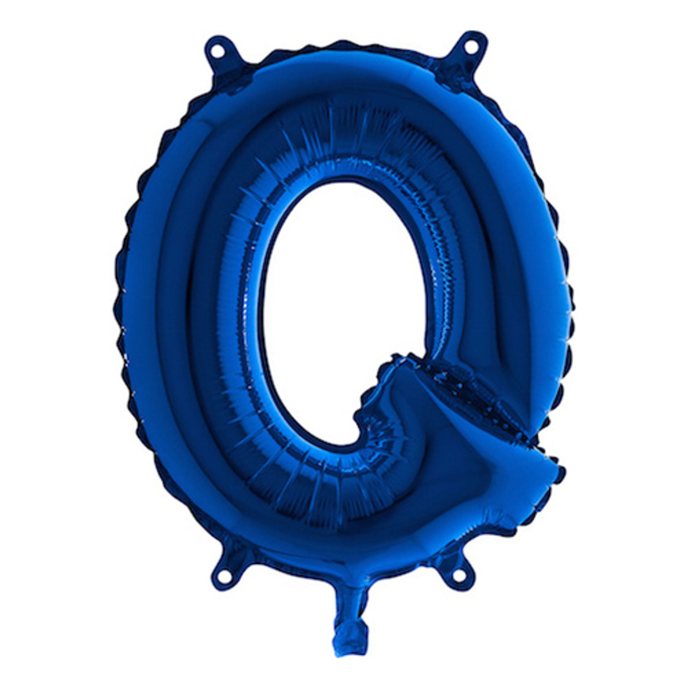 Läs mer om Bokstavsballong Mini Blå Metallic - Bokstav Q