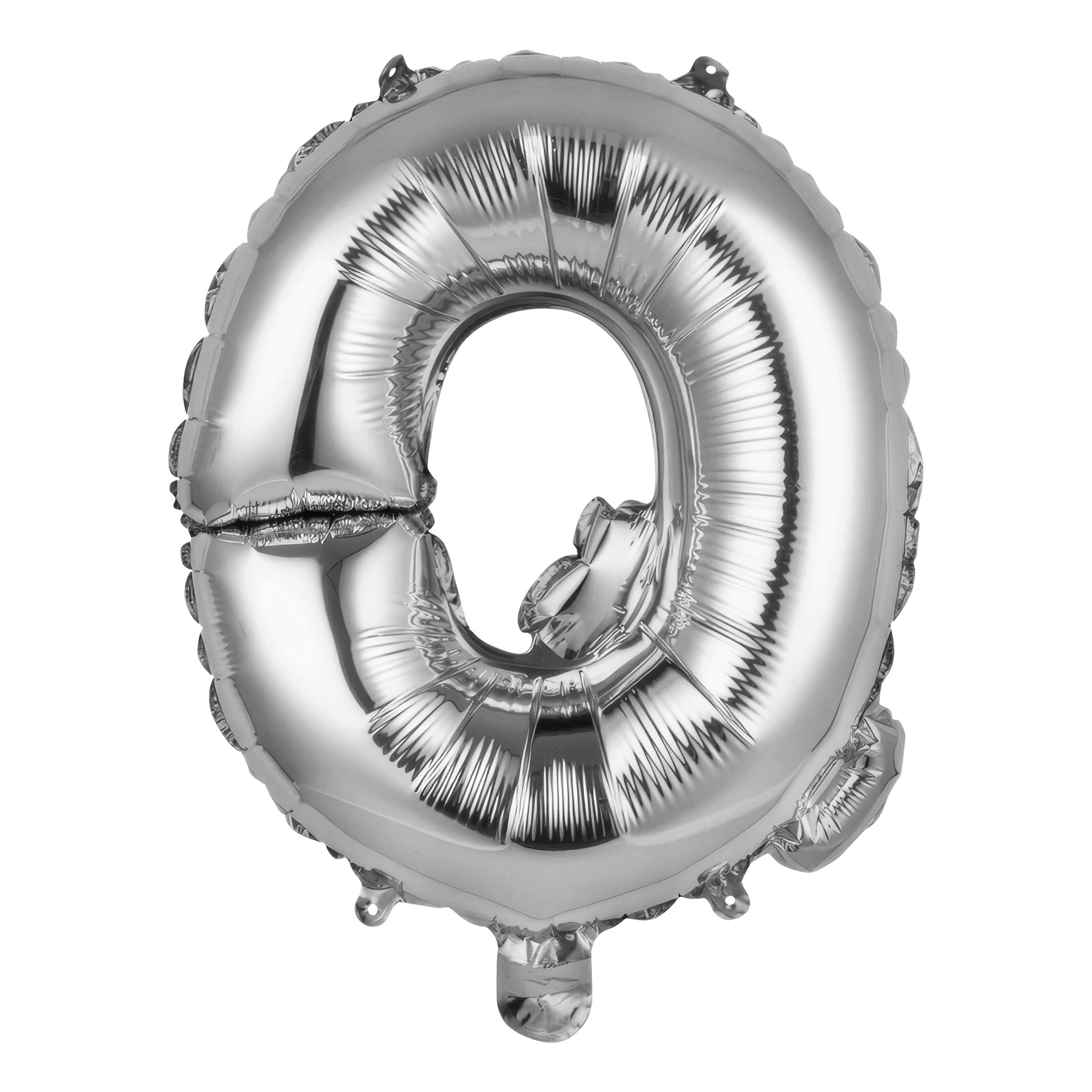 Läs mer om Bokstavsballong Mini Silver Metallic - Bokstav Q