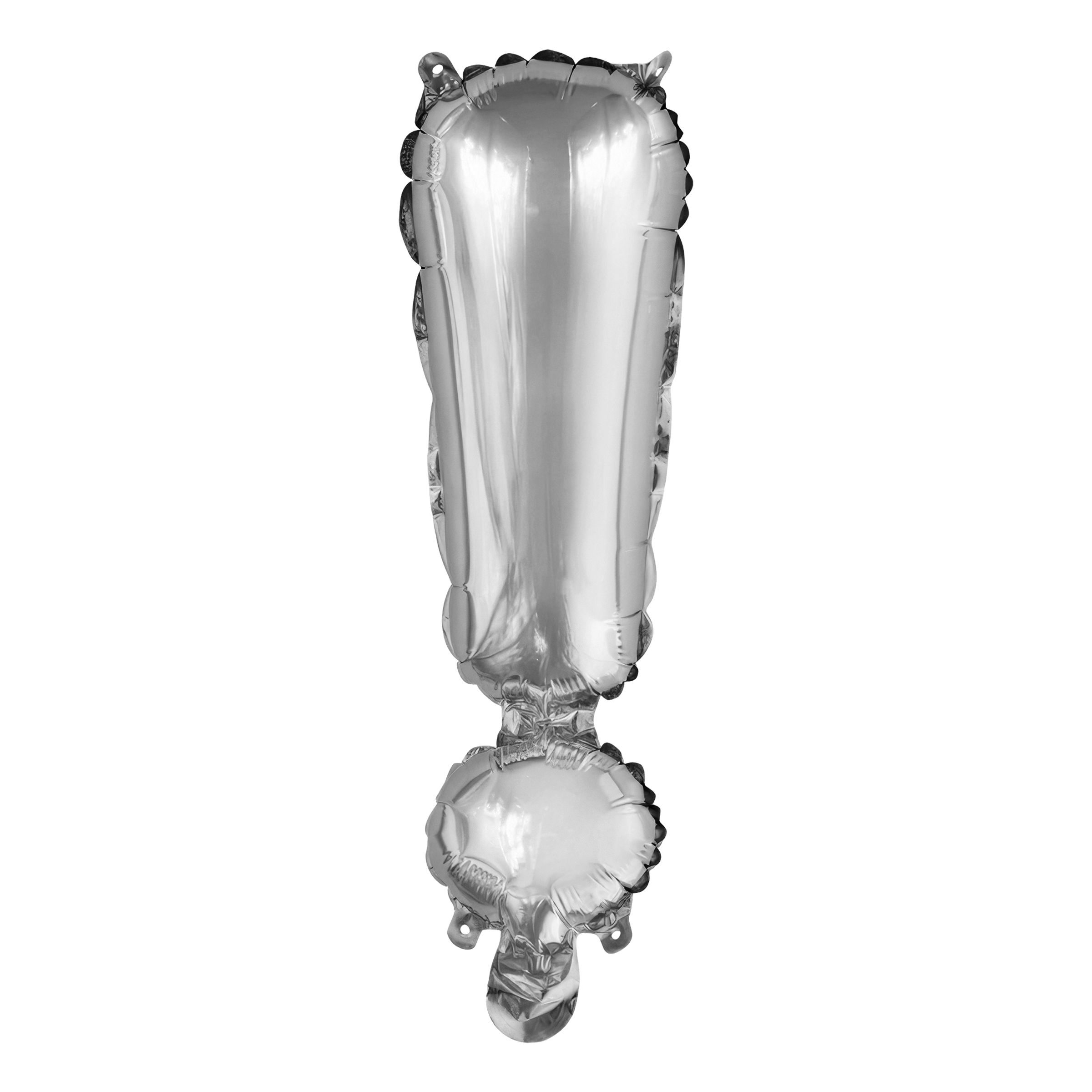 Läs mer om Bokstavsballong Mini Silver Metallic - Tecken !
