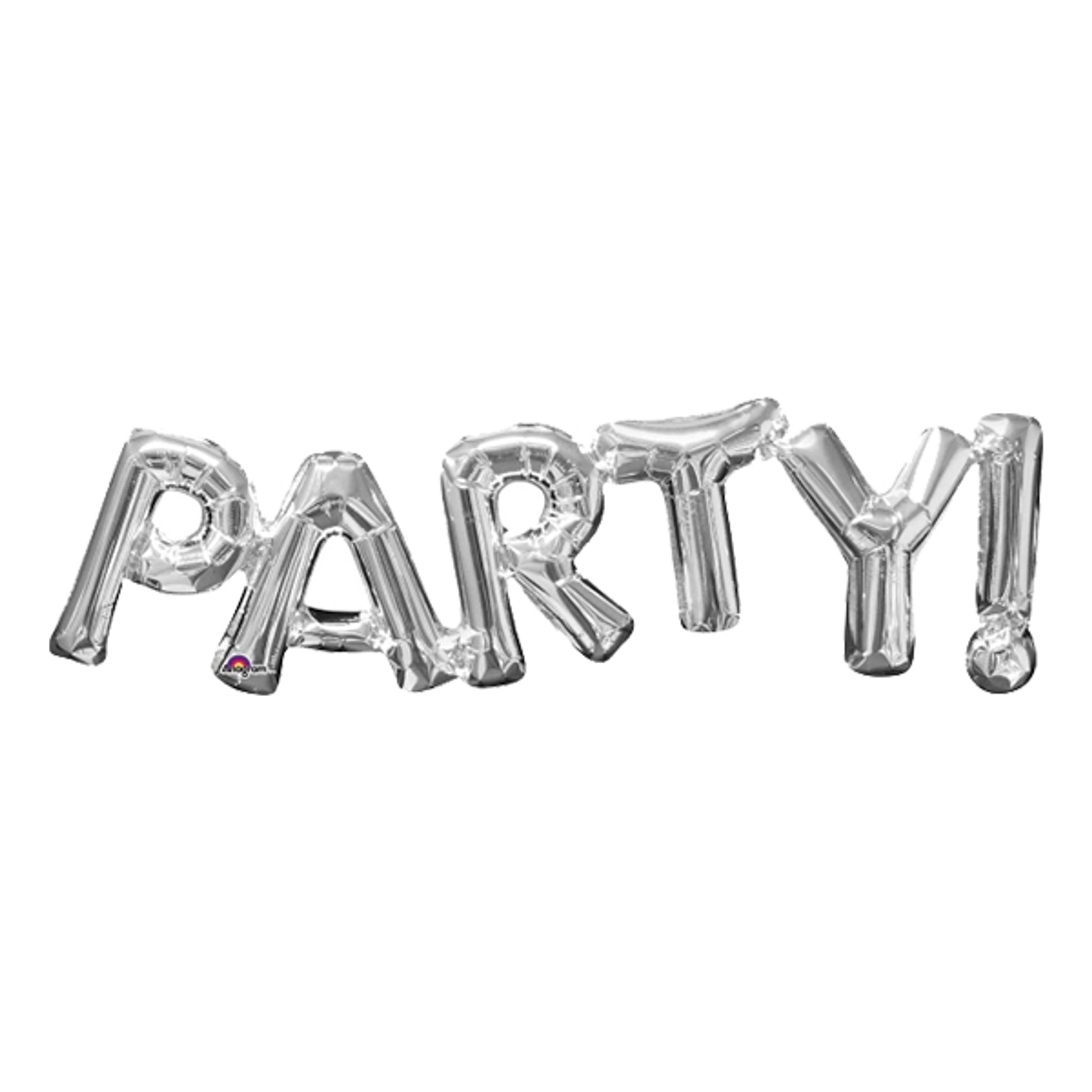 Läs mer om Bokstavsballong PARTY! Silver