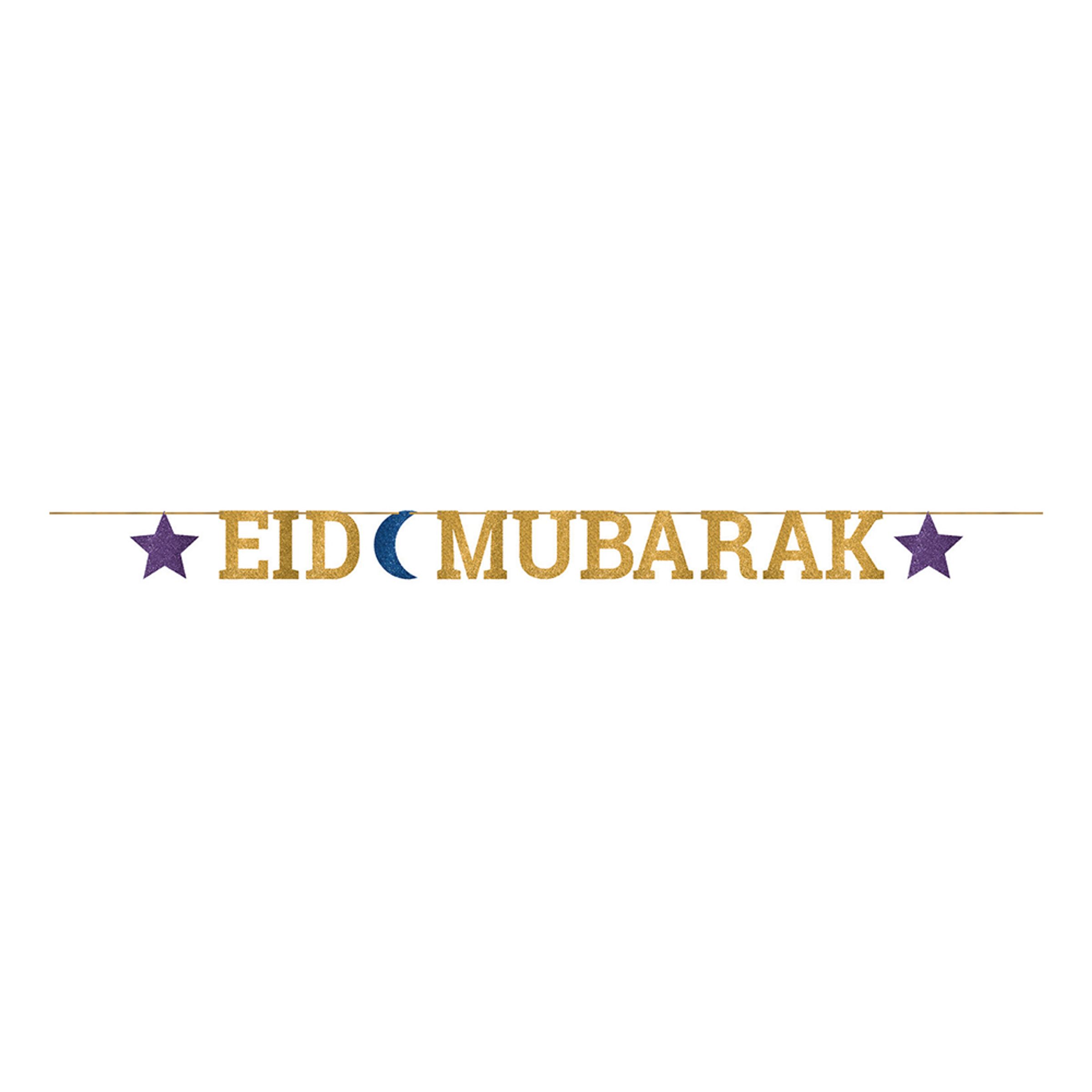 Läs mer om Bokstavsgirlang Eid Mubarak Guld Glitter