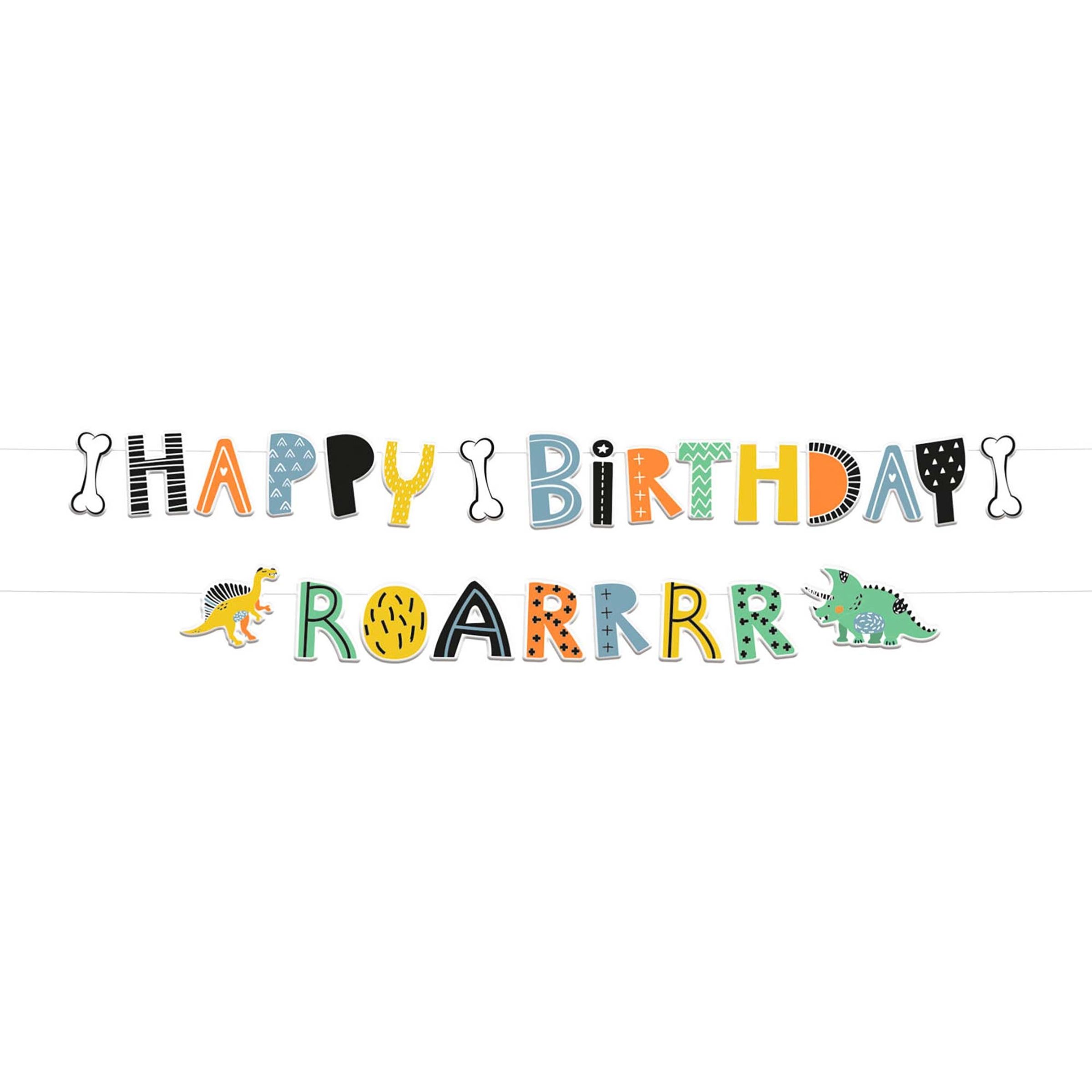 Bokstavsgirlang Happy Birthday Dino Roar