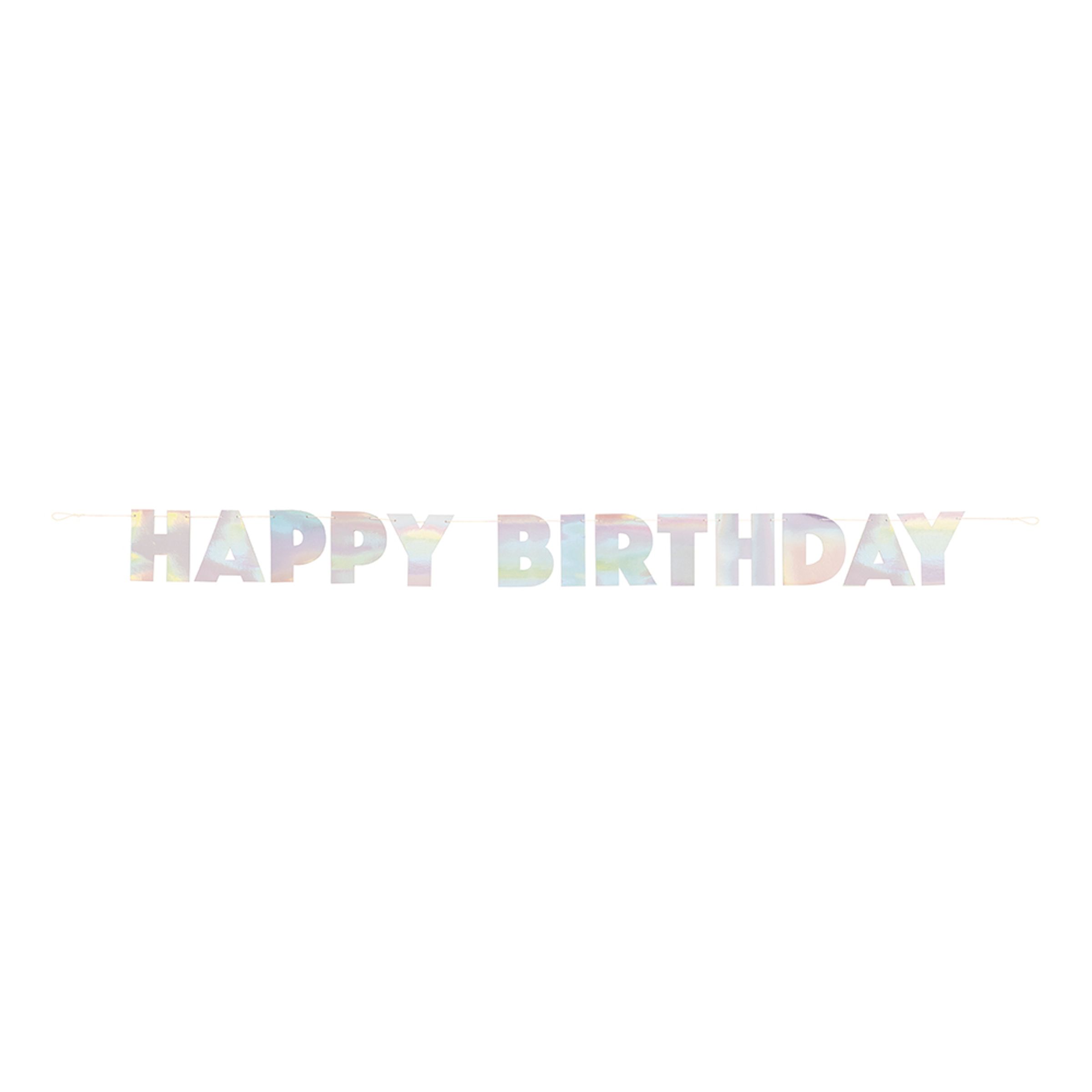 Läs mer om Bokstavsgirlang Happy Birthday Färgskimrande