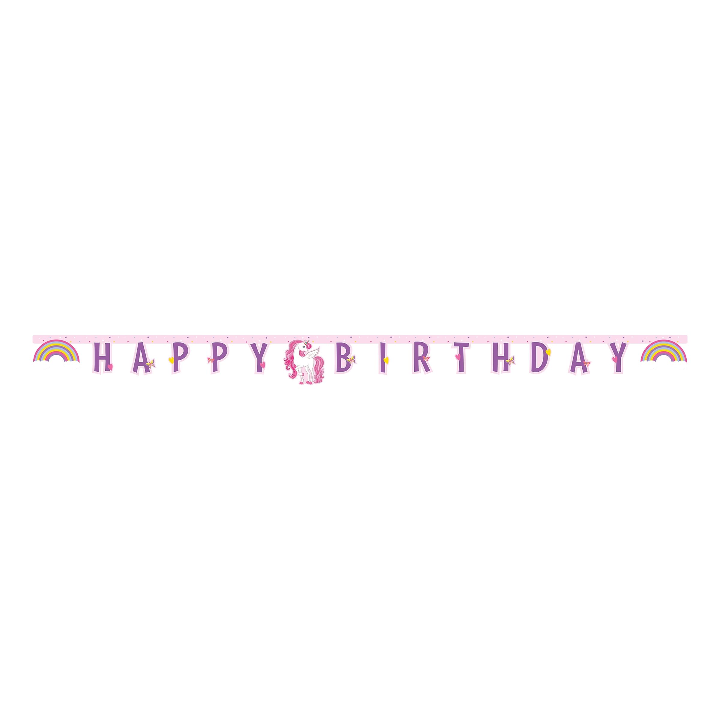 Läs mer om Bokstavsgirlang Happy Birthday Unicorn