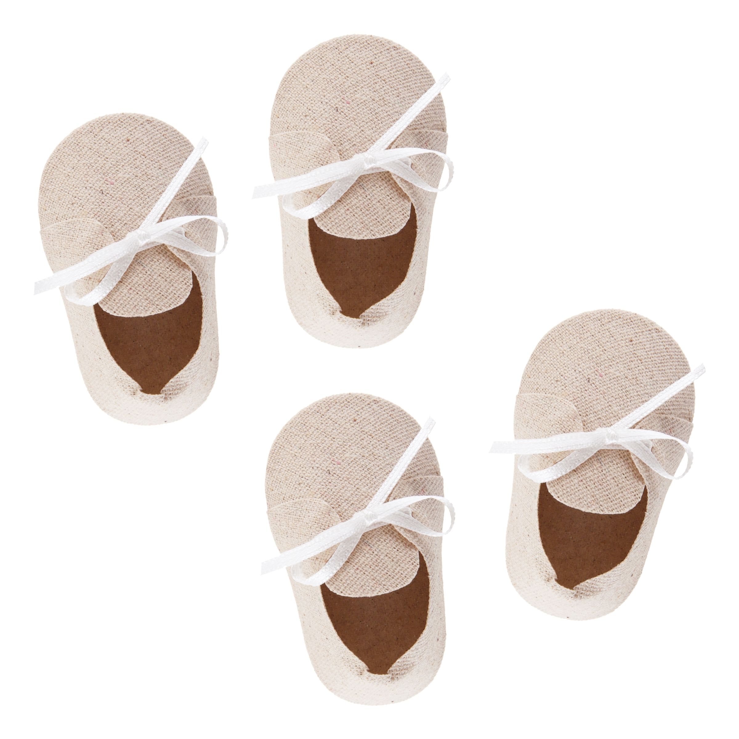 Bordsdekoration Baby Skor Natur - 4-pack