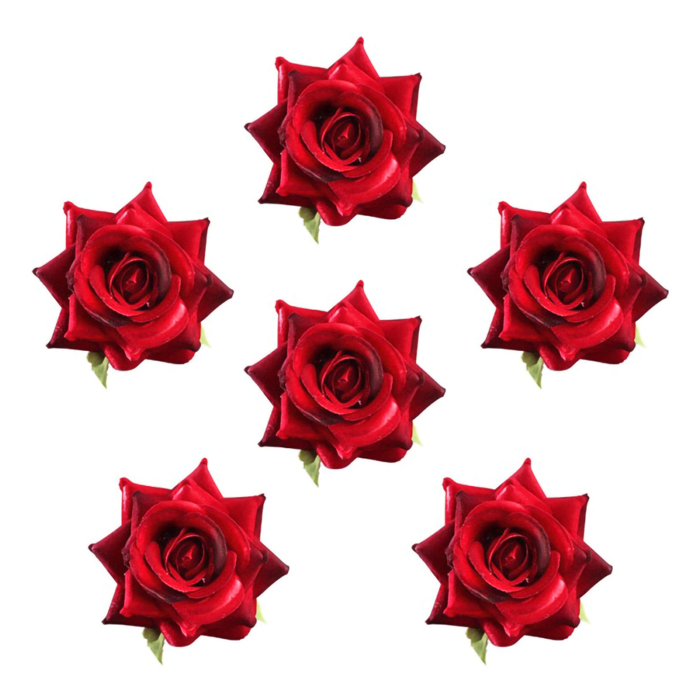 Bordsdekoration Rosor Röd Velvet - 6-pack | Hem - Festartiklar - Festdekoration - Bordsdekorationer | Maskeradspecialisten