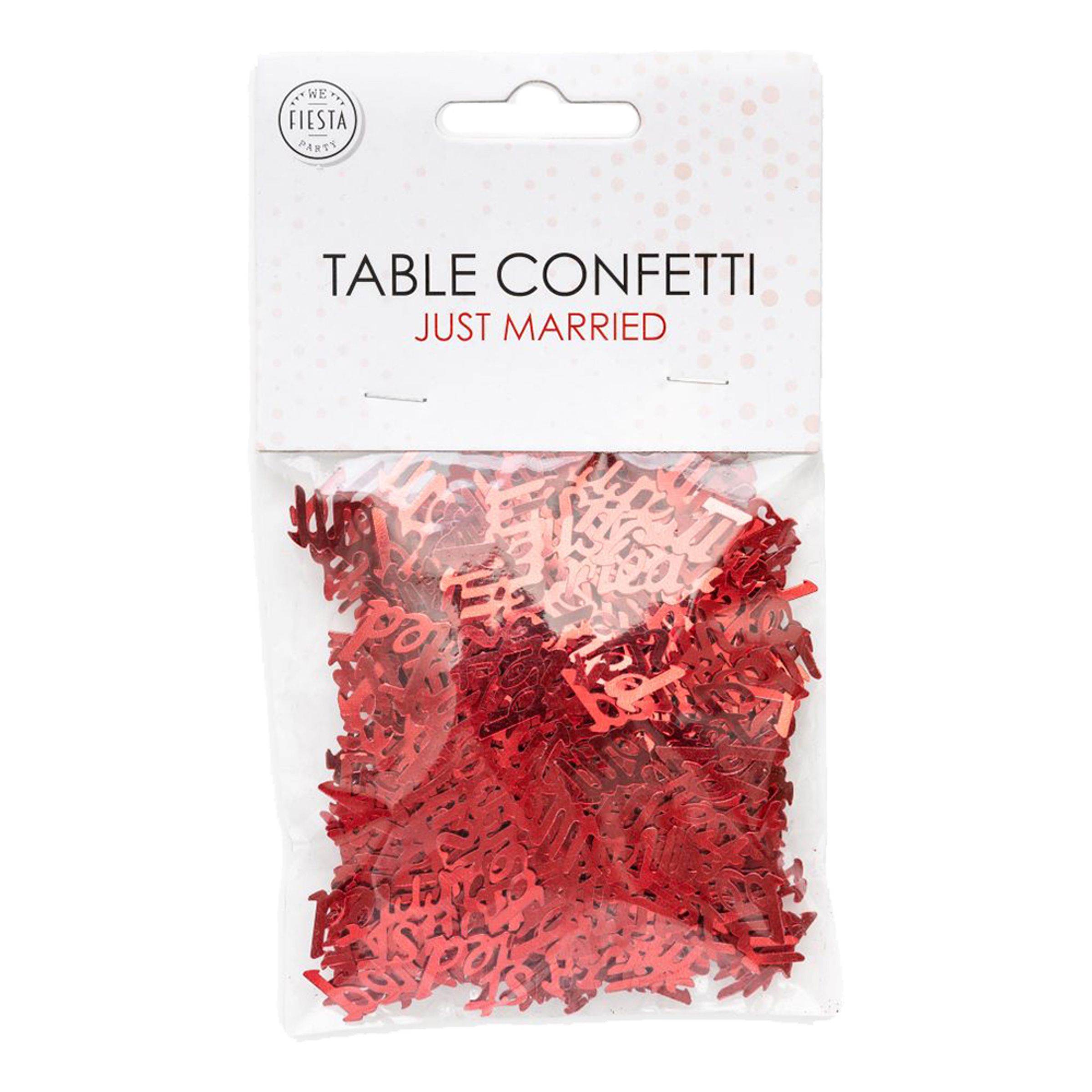Läs mer om Bordskonfetti Just Married Röd Metallic
